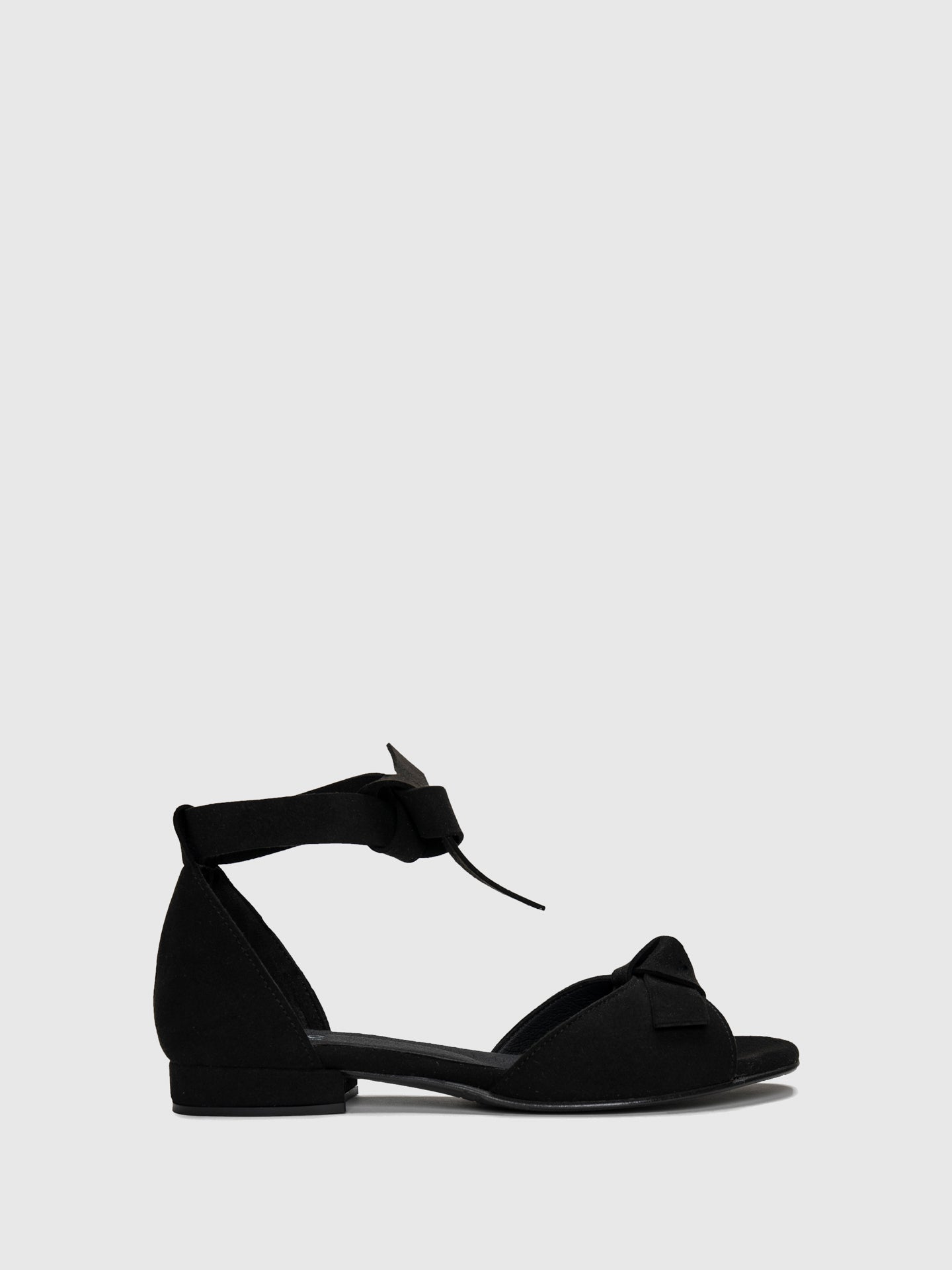 NAE Vegan Shoes Black Flat Sandals