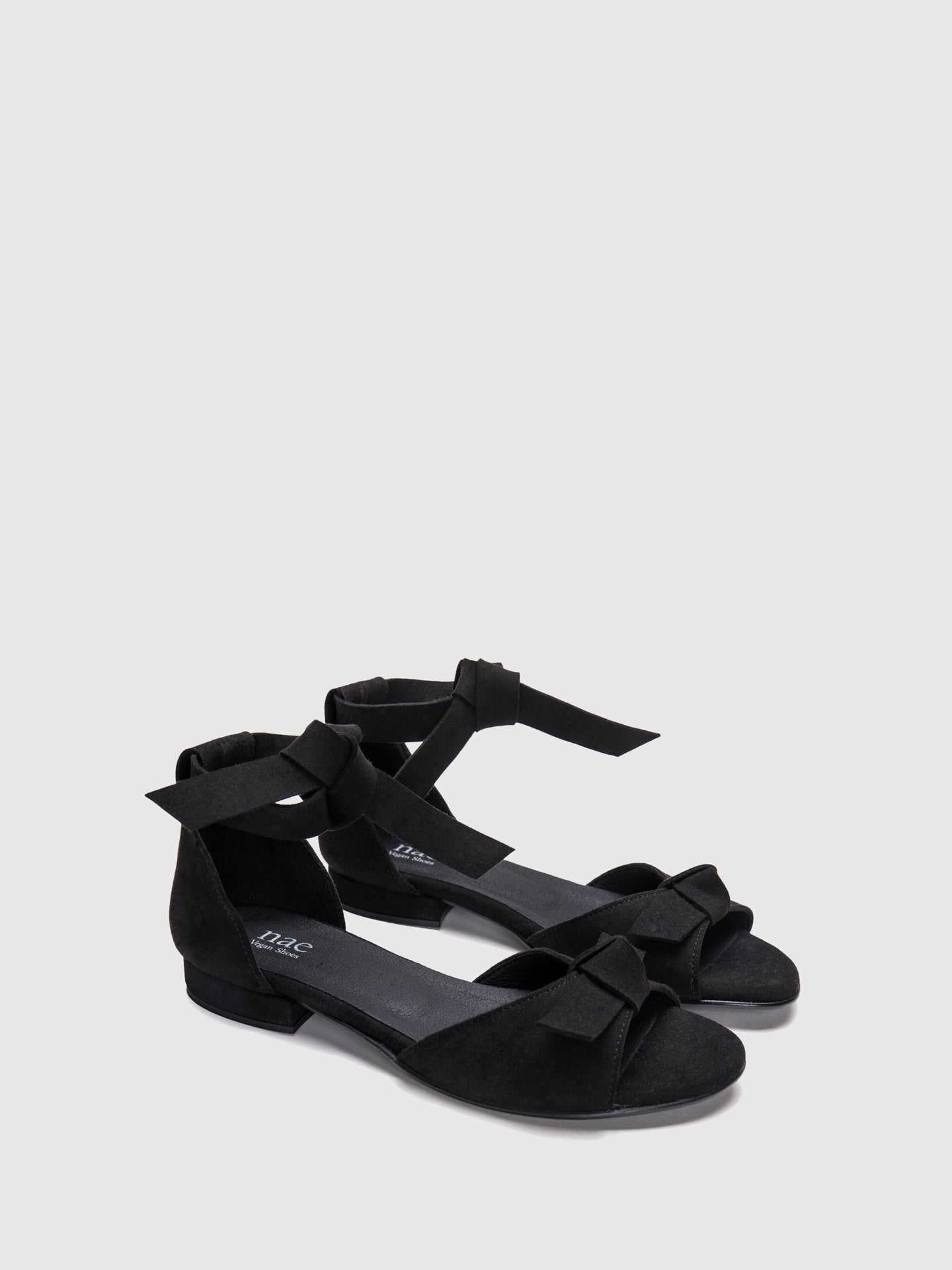 NAE Vegan Shoes Black Flat Sandals