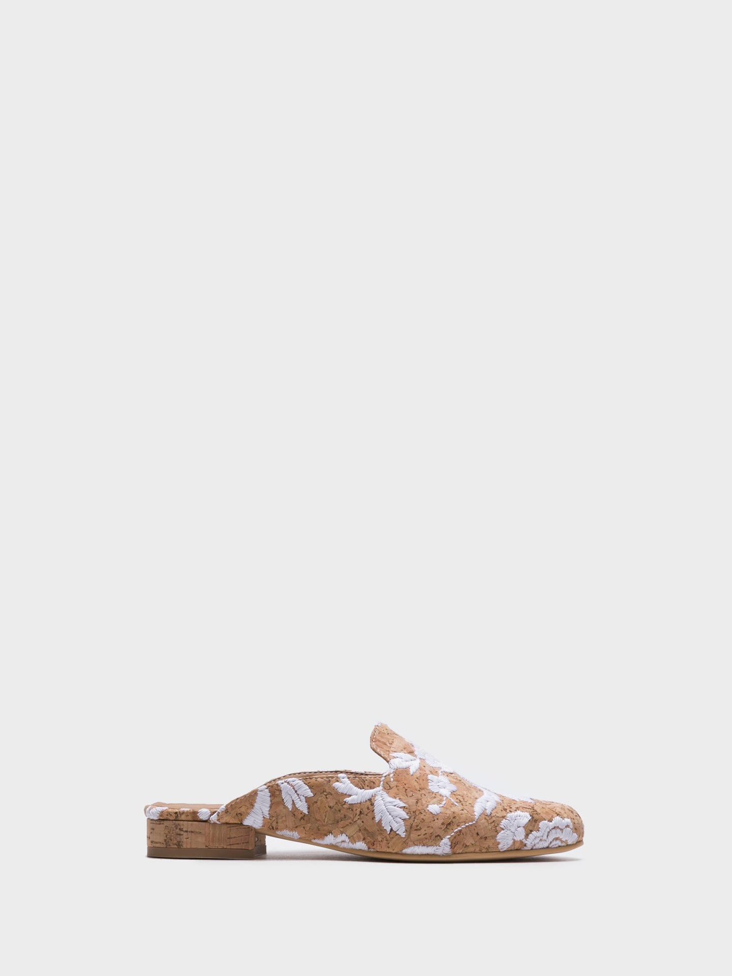 NAE Vegan Shoes Beige Embroidered Mules