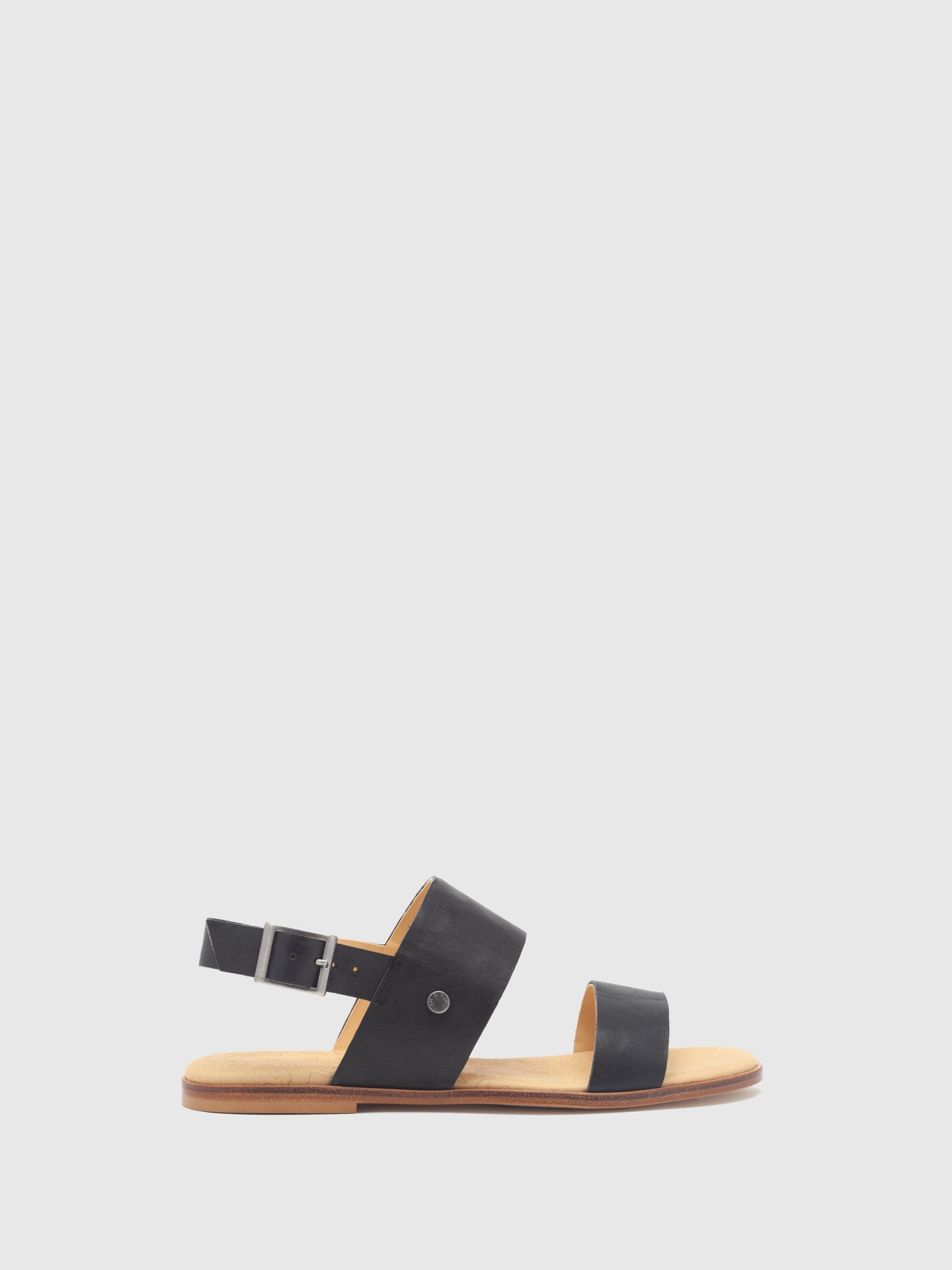 Only2Me Black Leather Buckle Sandals