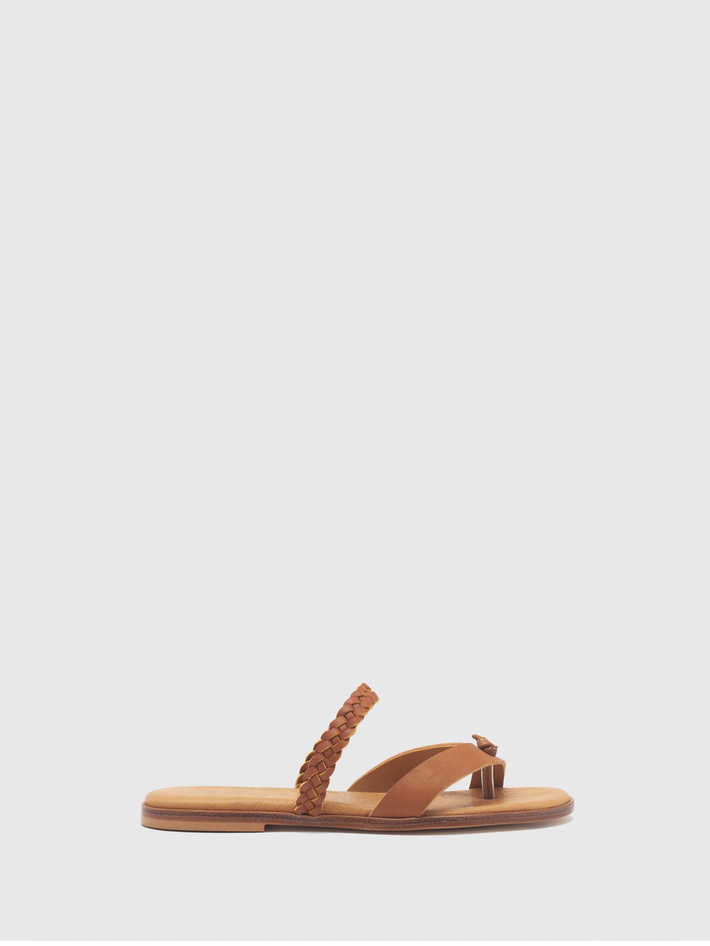 Only2Me Brown Leather Braided Sandals