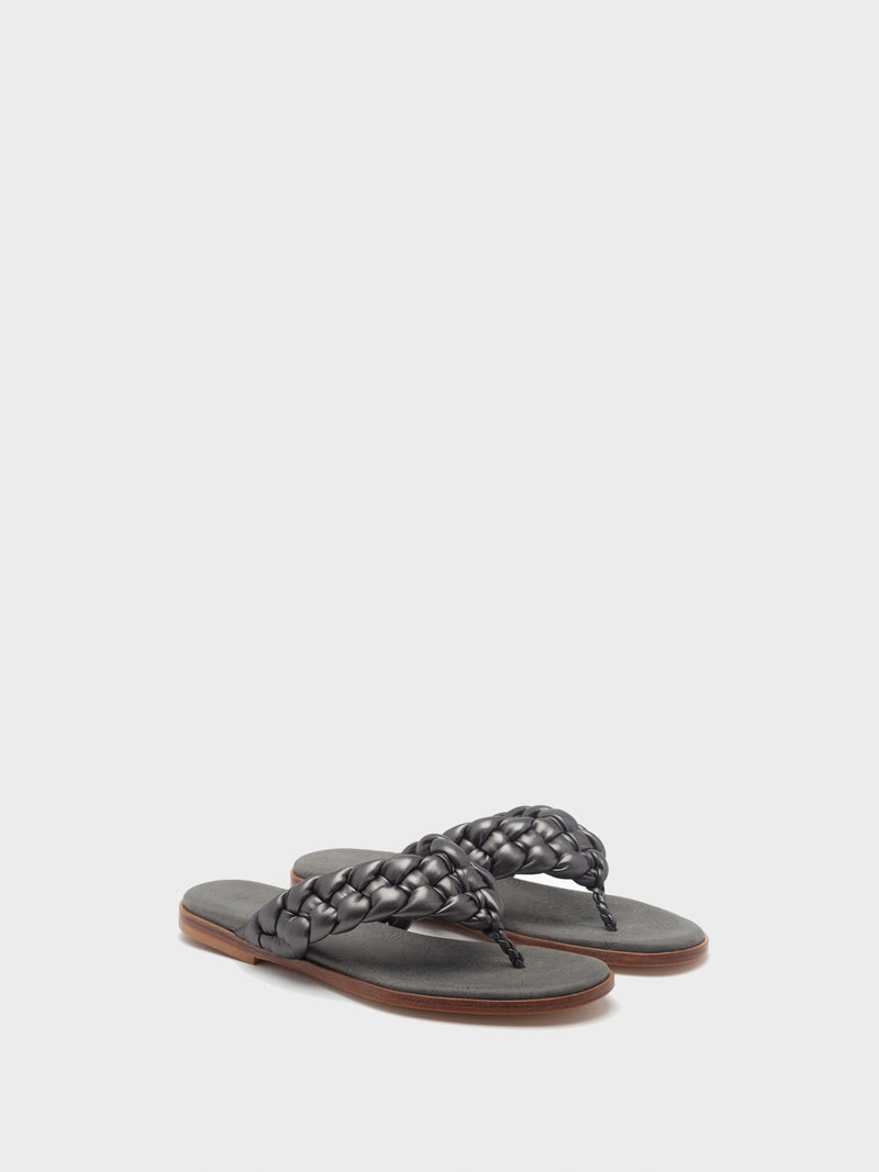 Only2Me DarkGray Braided Sandals