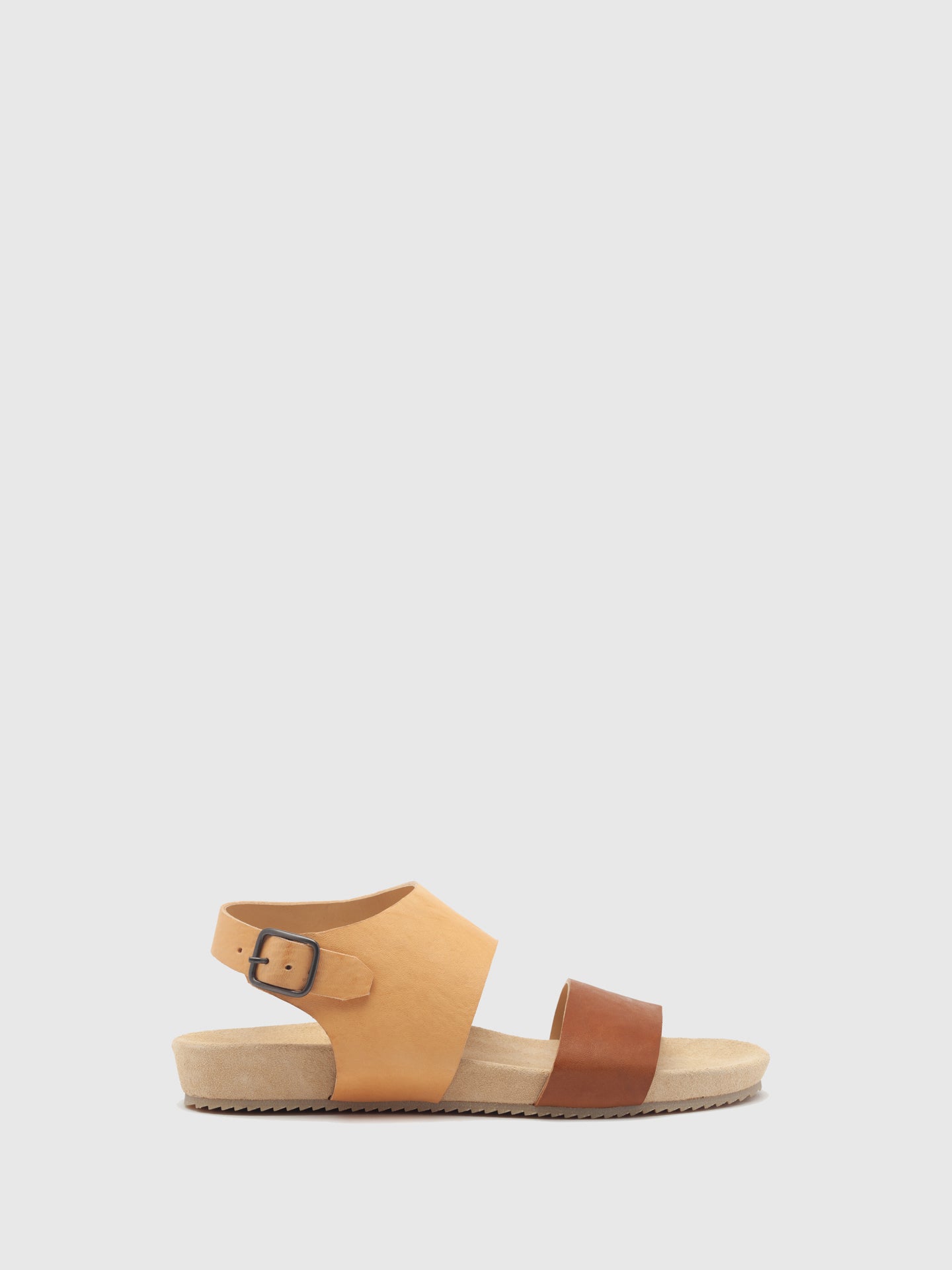 Only2Me Camel Leather Buckle Sandals