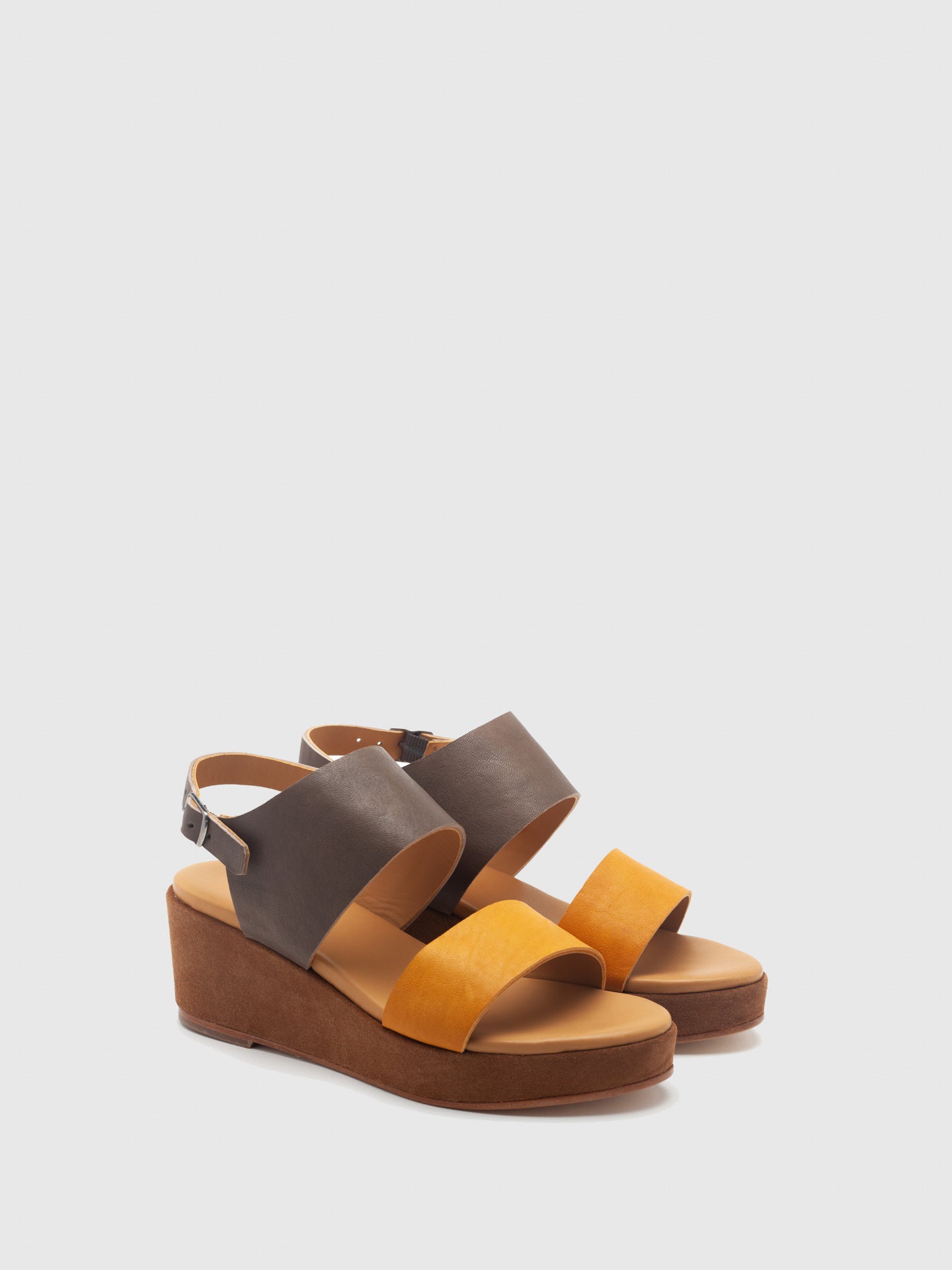 Only2Me Yellow Brown Mix Platform Sandals