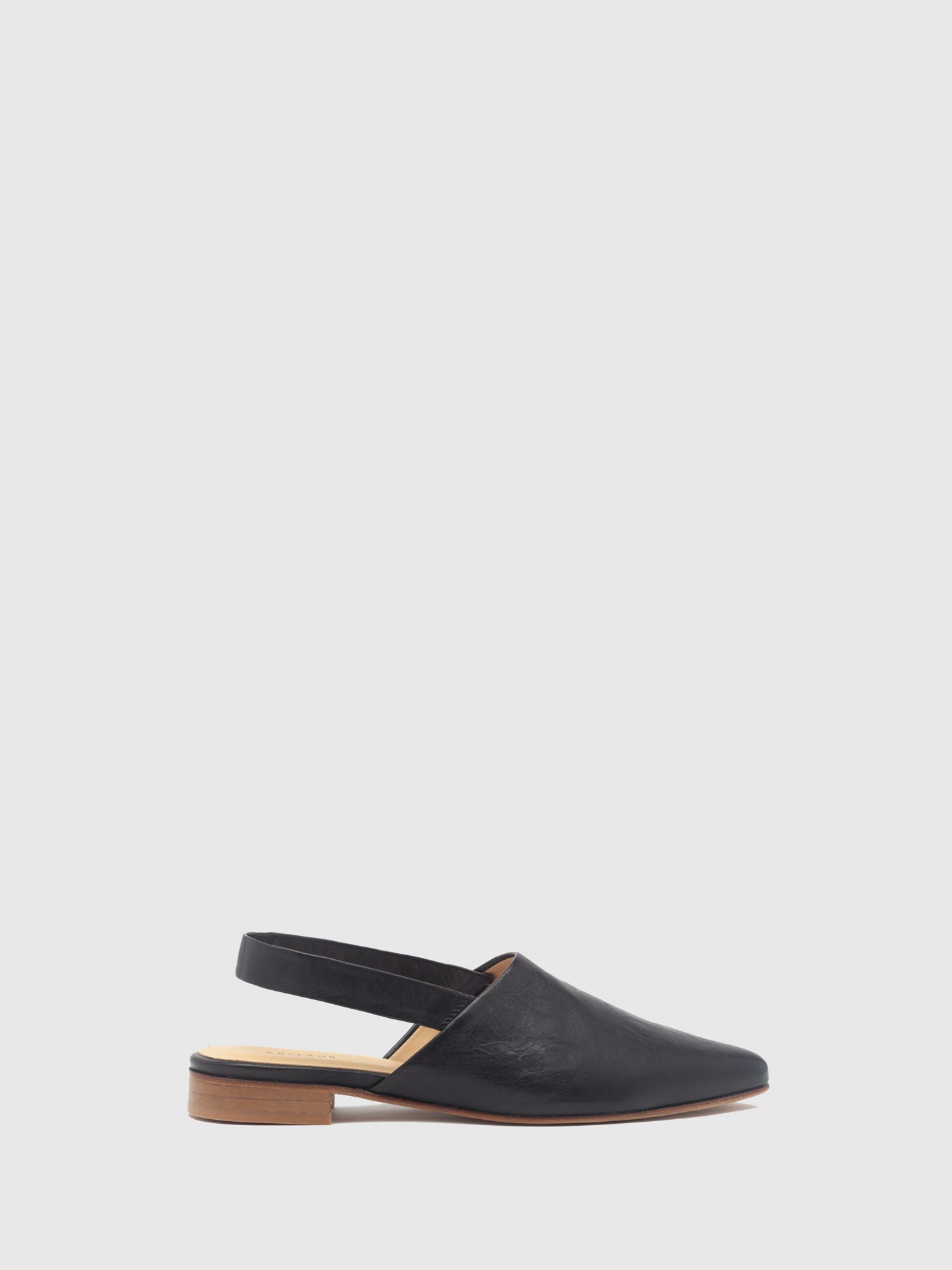Only2Me Black Leather Sling-Back Mules