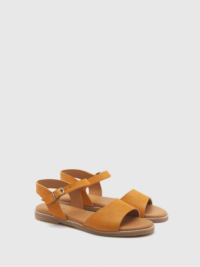 Only2Me Yellow Leather Buckle Sandals