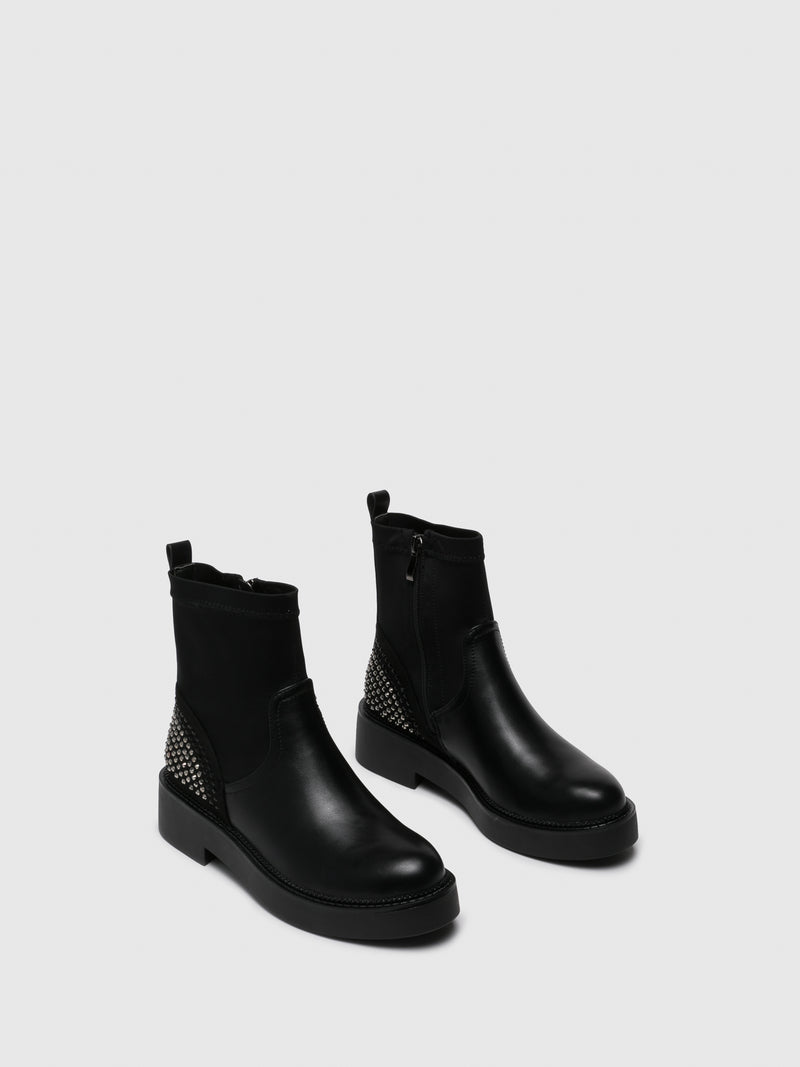 Parodi Sunshine Black Zip Up Ankle Boots