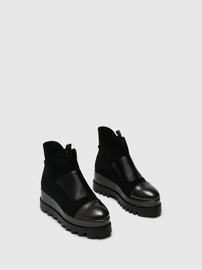 Parodi Sunshine Silver Black Wedge Ankle Boots