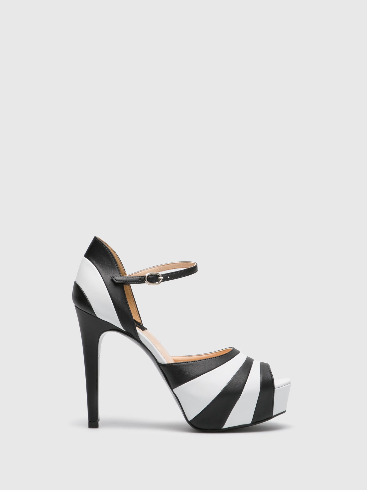 Patricia Correia Black White Ankle Strap Shoes