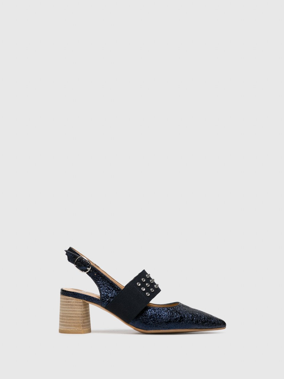 Perlato Navy Chunky Heel Shoes