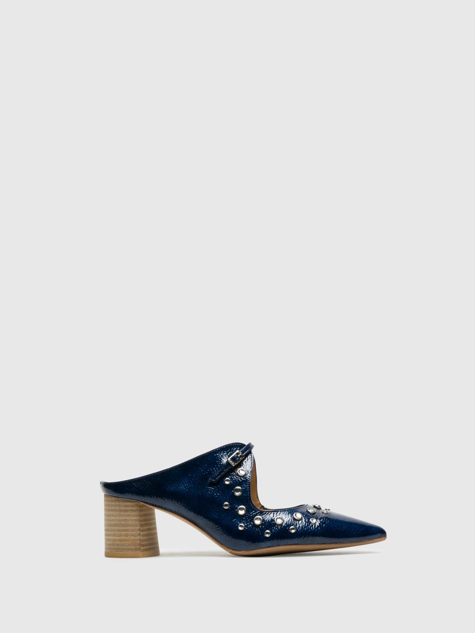 Perlato Navy Embellished Mules