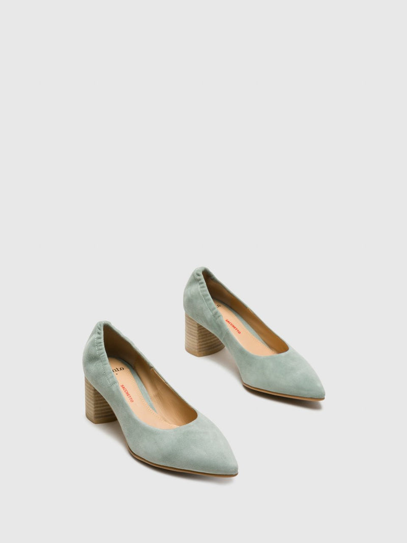 Perlato Green Round Toe Pumps Shoes