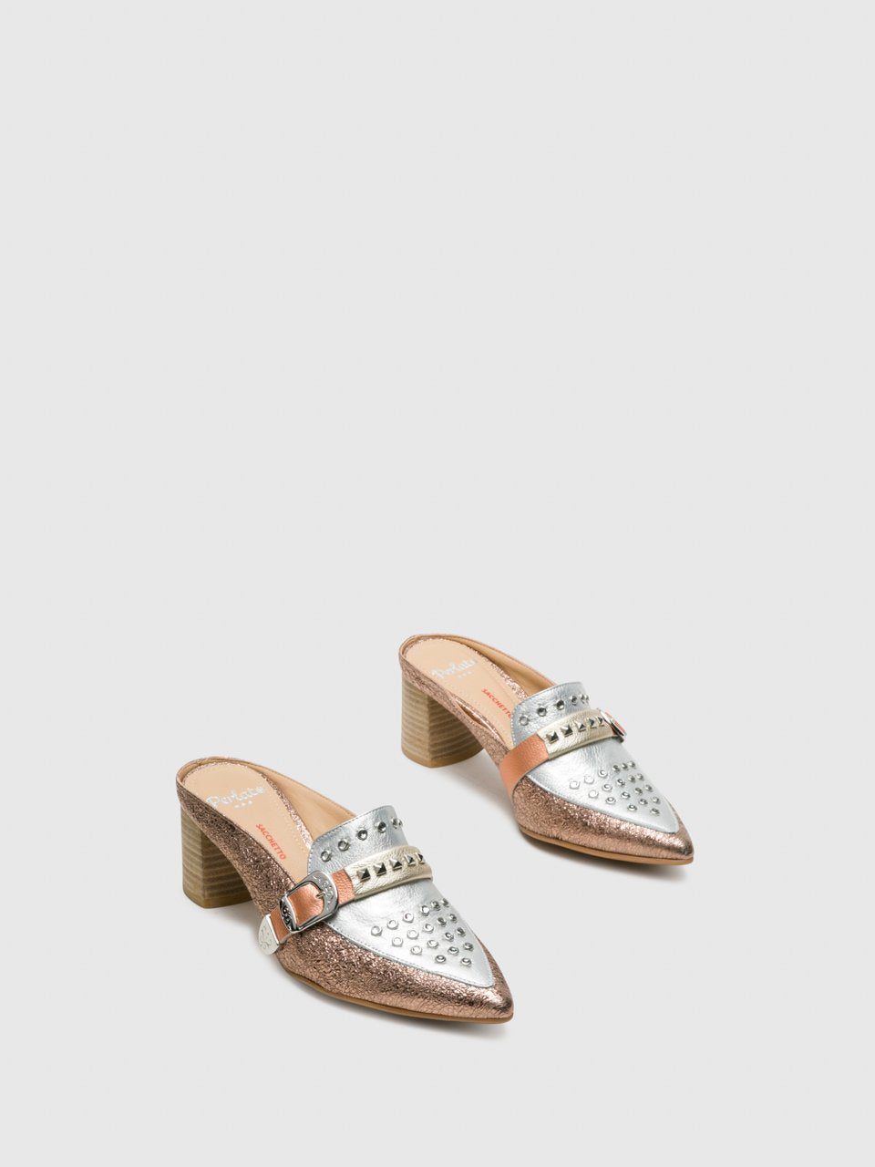 Perlato DarkSalmon Pointed Toe Mules