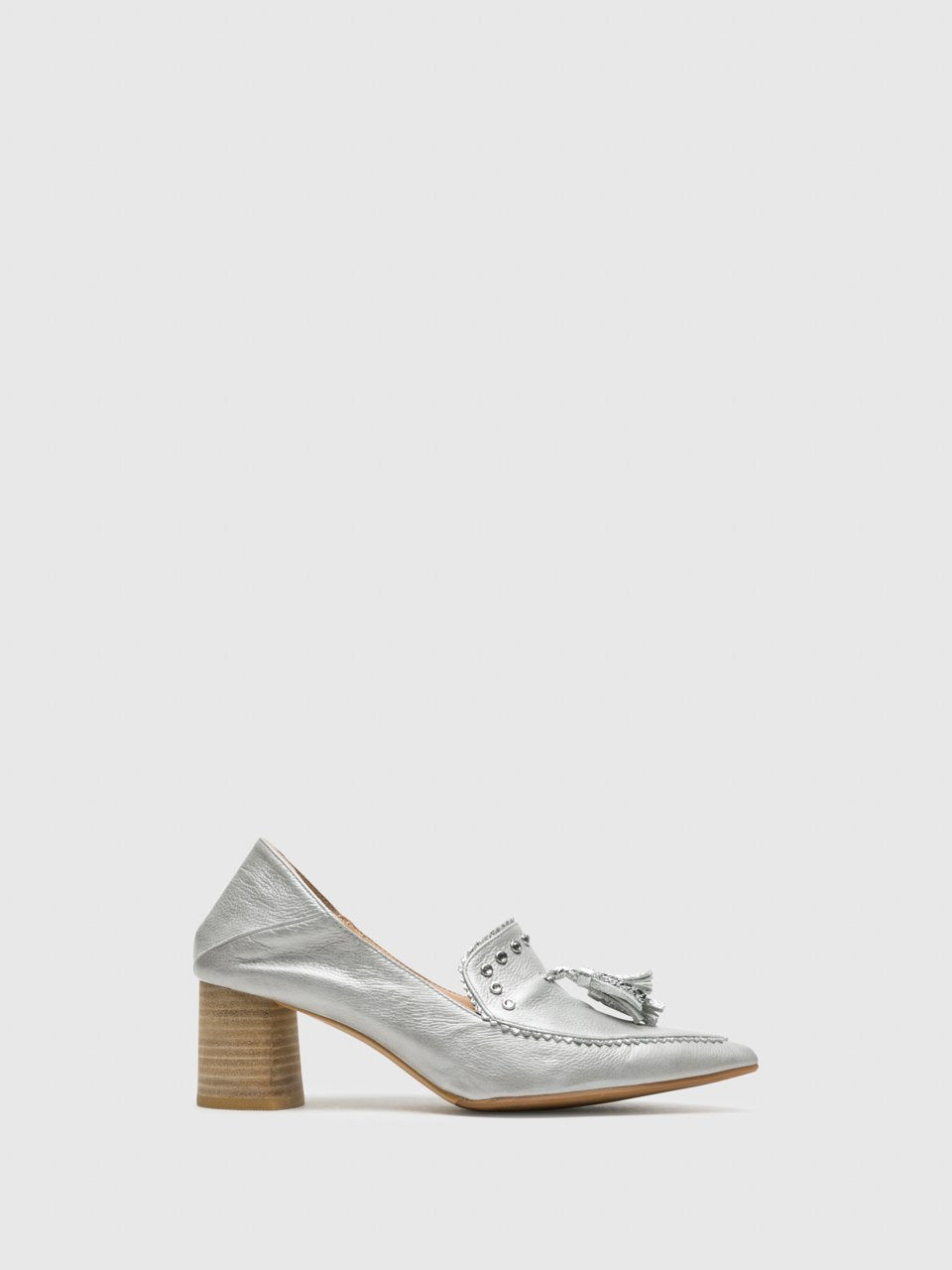Perlato Silver Chunky Heel Shoes