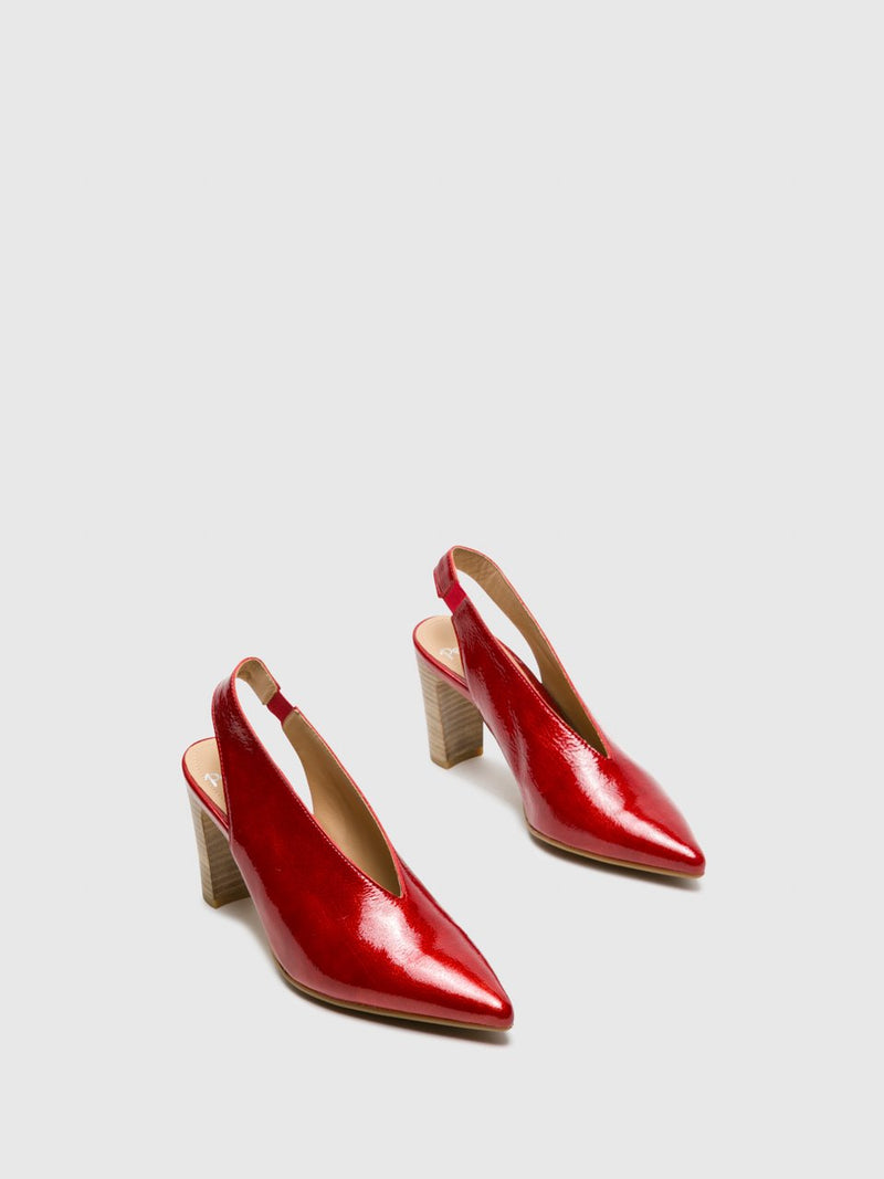 Perlato Red Sling-Back Pumps Shoes