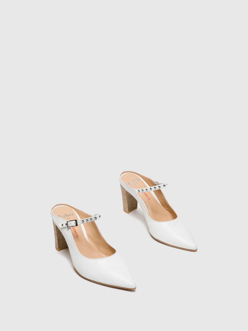 Perlato White Pointed Toe Pumps Shoes