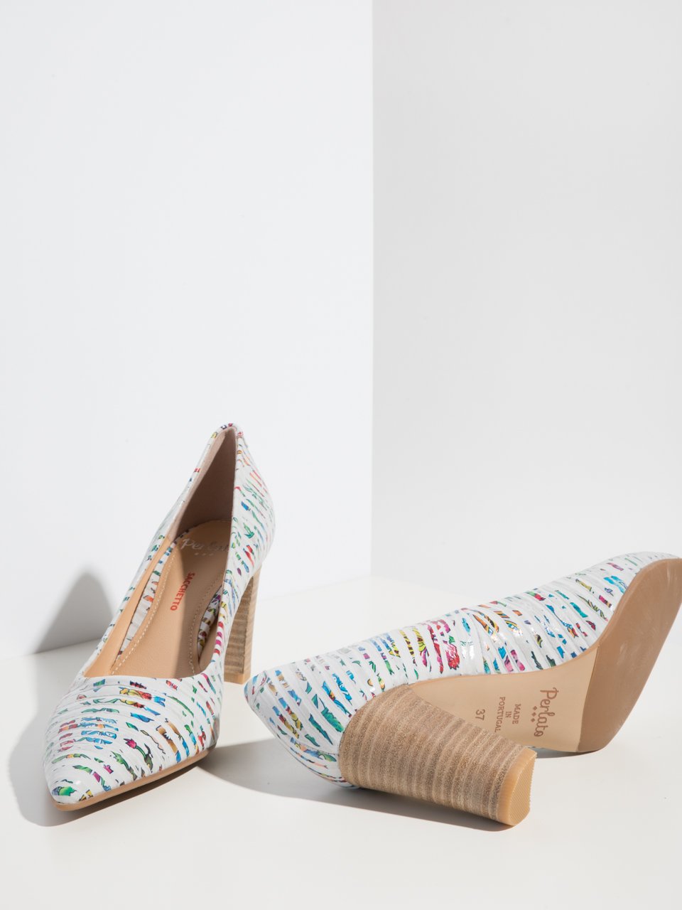 Perlato Multicolor Chunky Heel Shoes