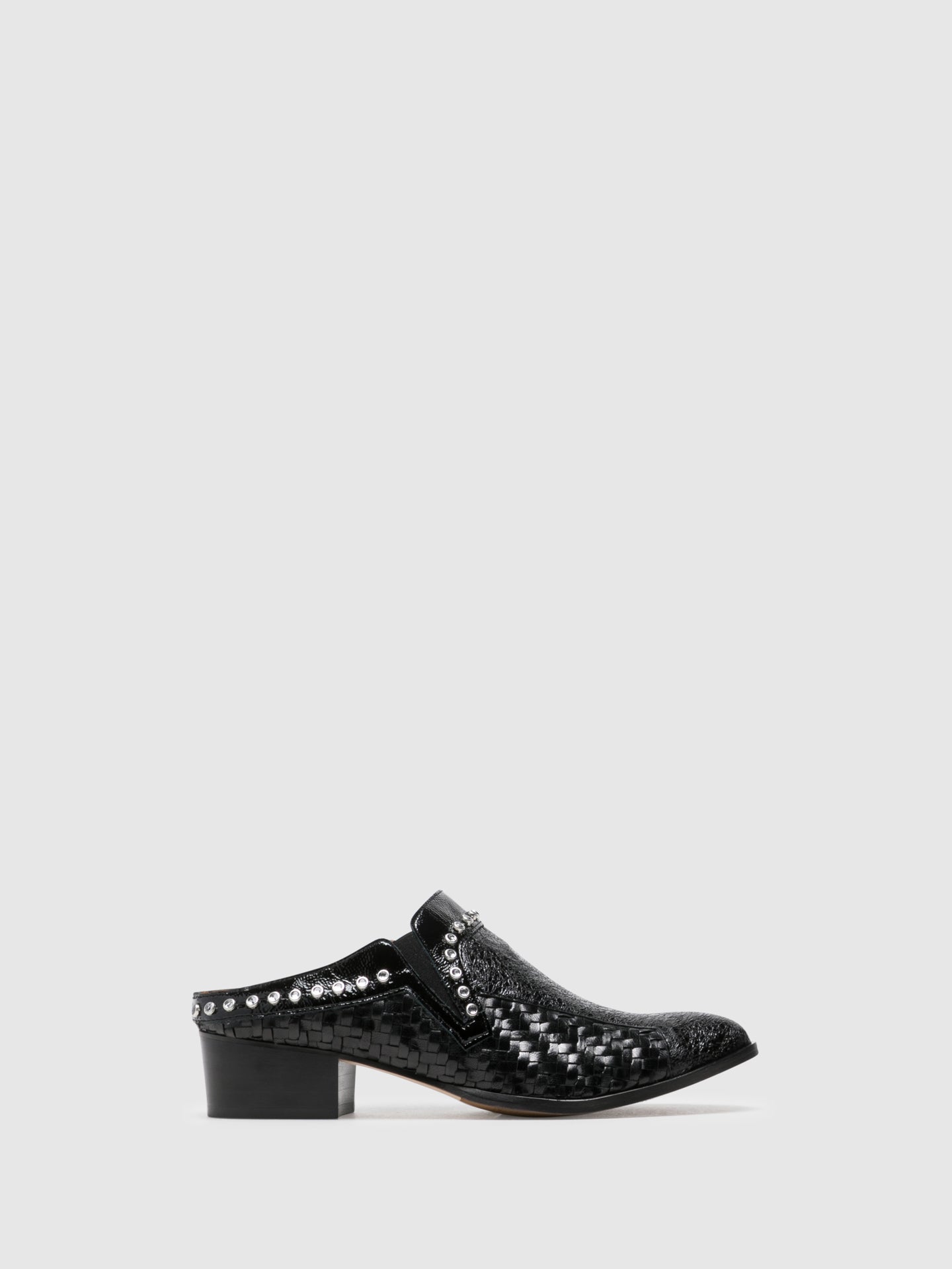 Perlato Black Appliqués Mules