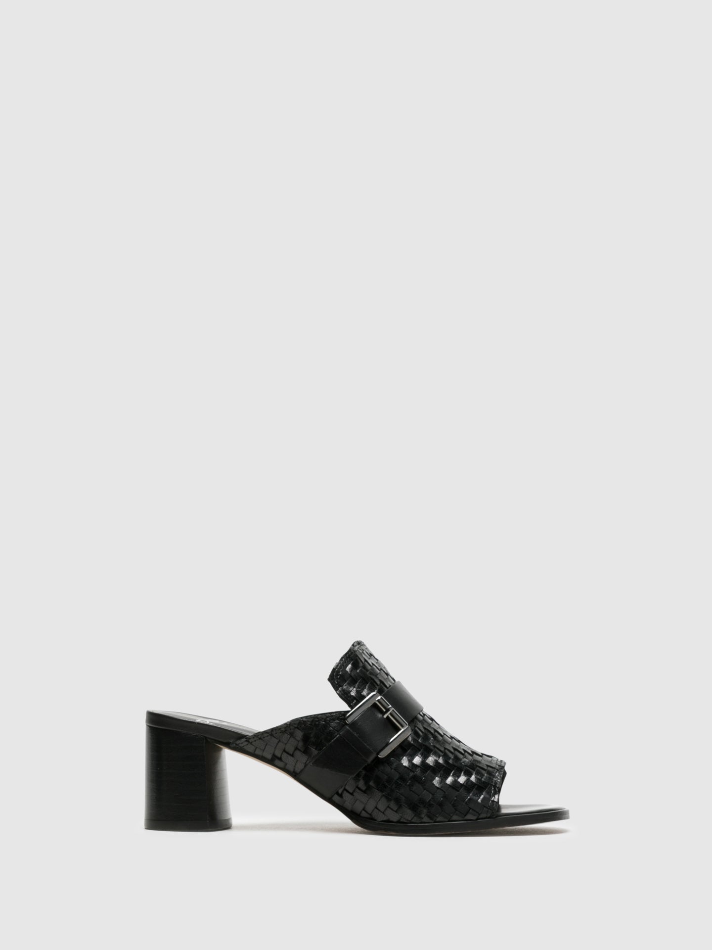 Perlato Black Open Toe Mules