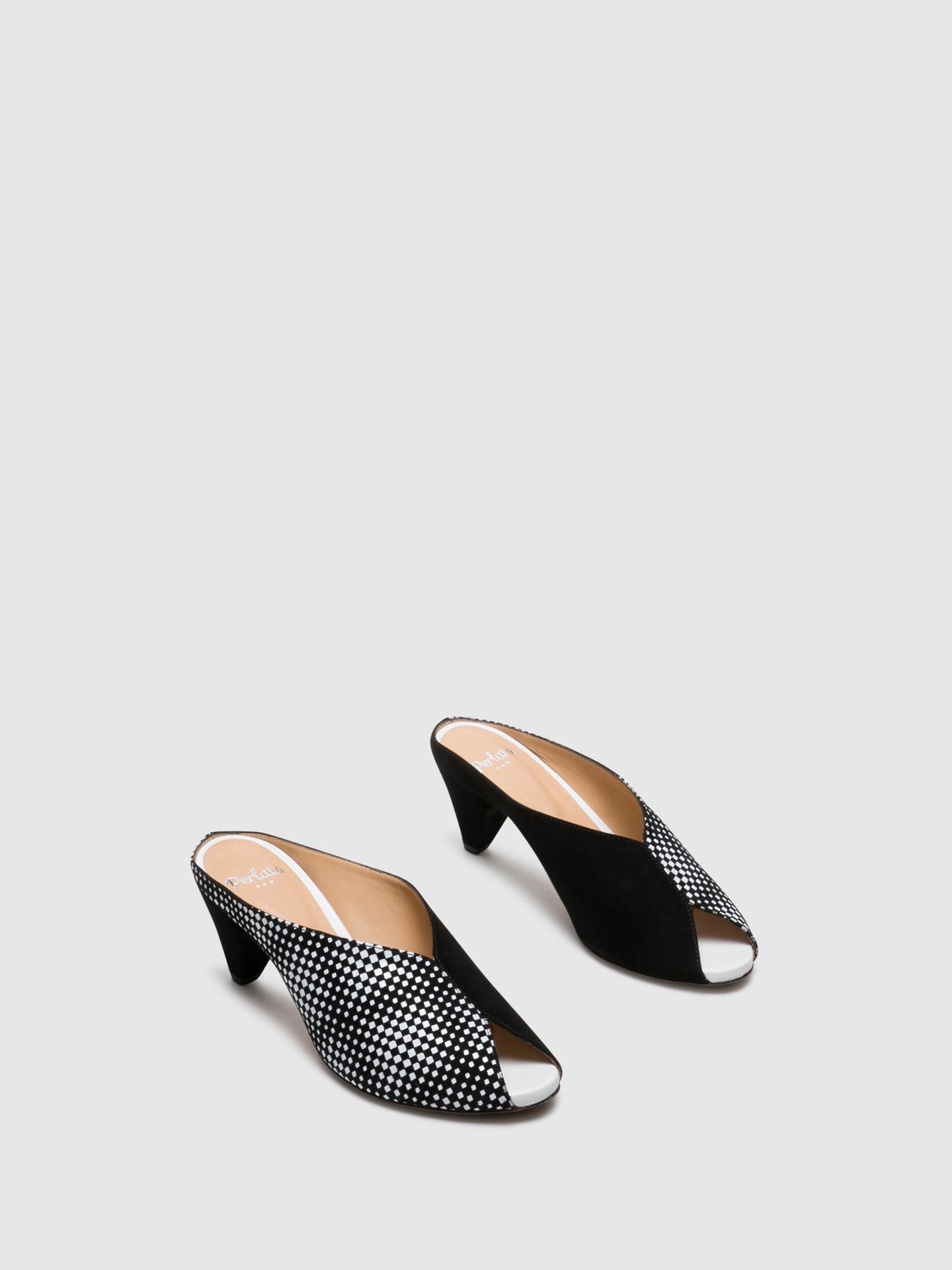 Perlato Black Open Toe Mules