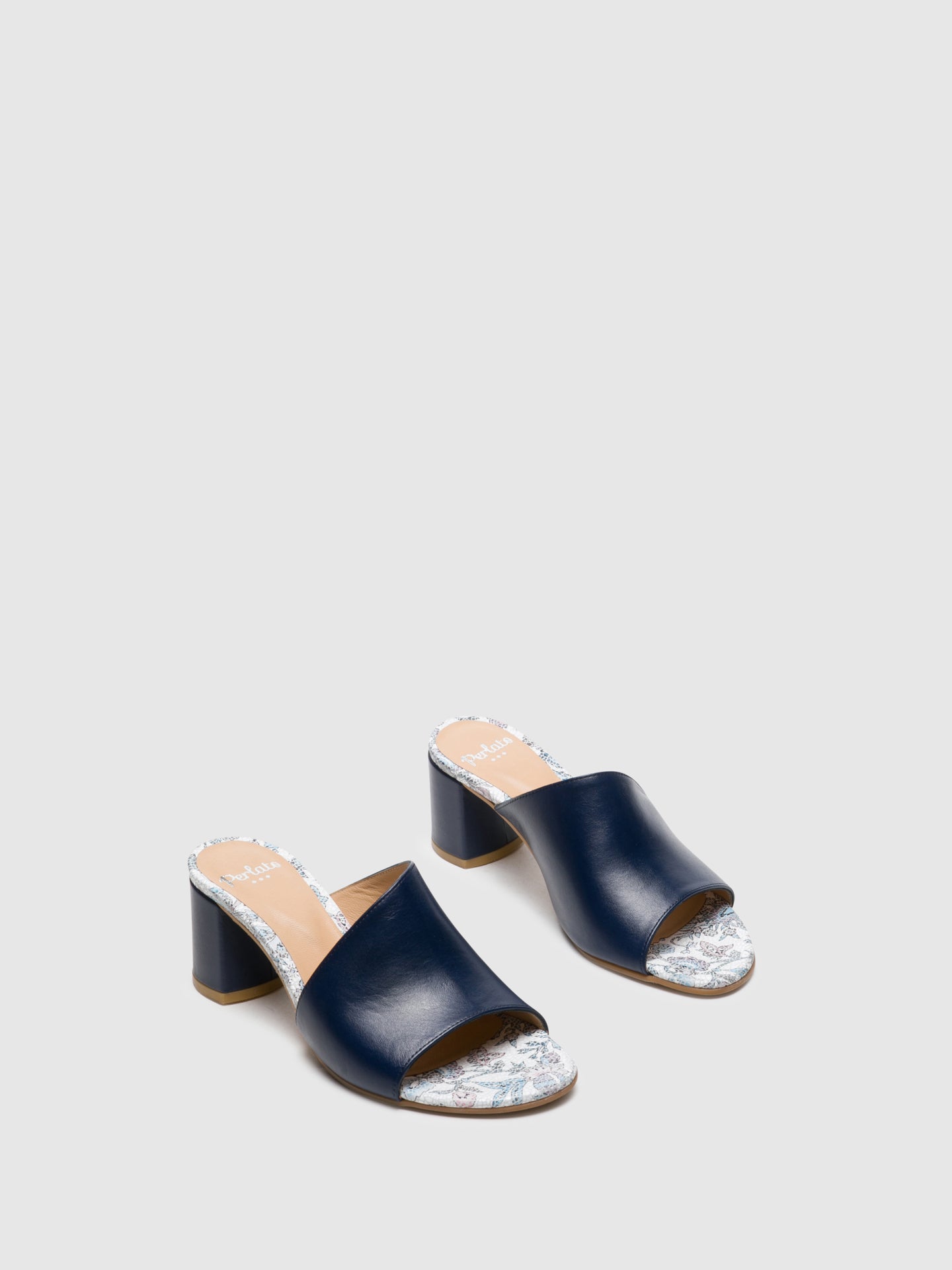 Perlato Blue Open Toe Mules