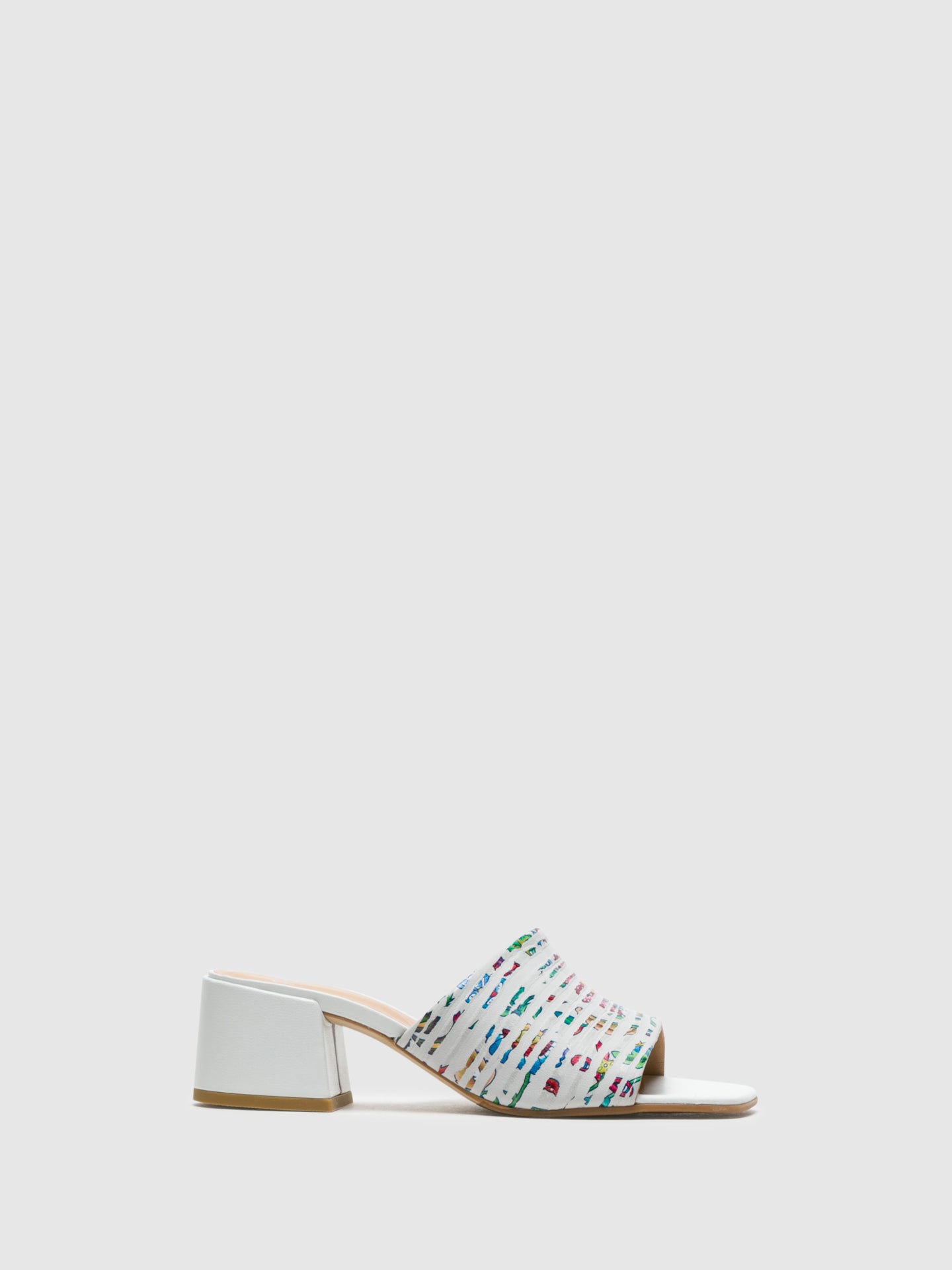 Perlato White Open Toe Mules