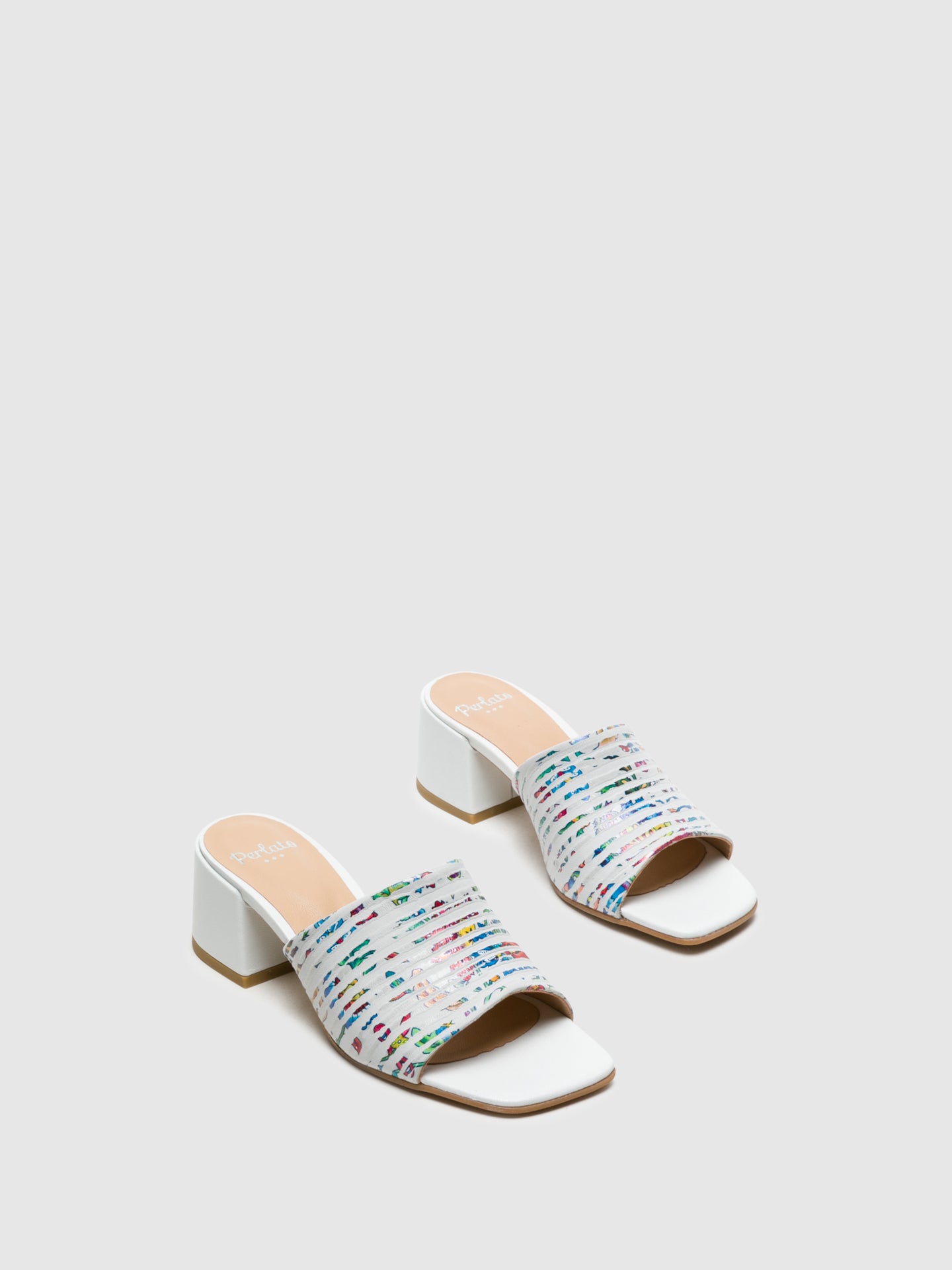 Perlato White Open Toe Mules