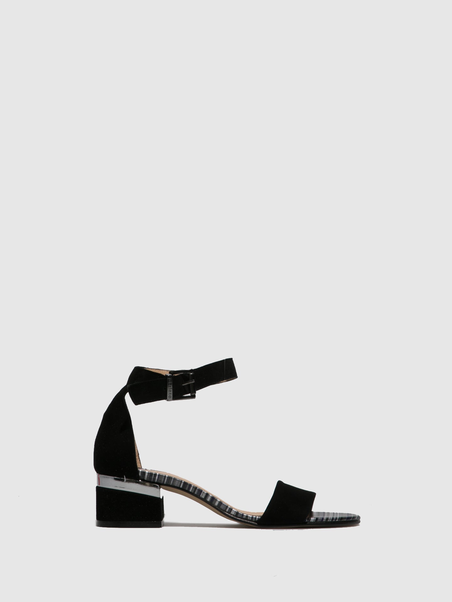 Perlato Black Ankle Strap Sandals