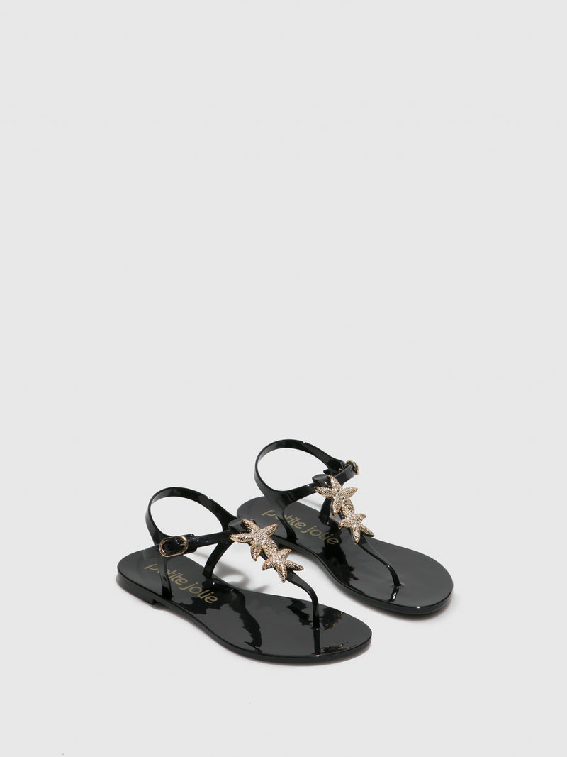 Petite Jolie By Parodi Black Appliqués Sandals