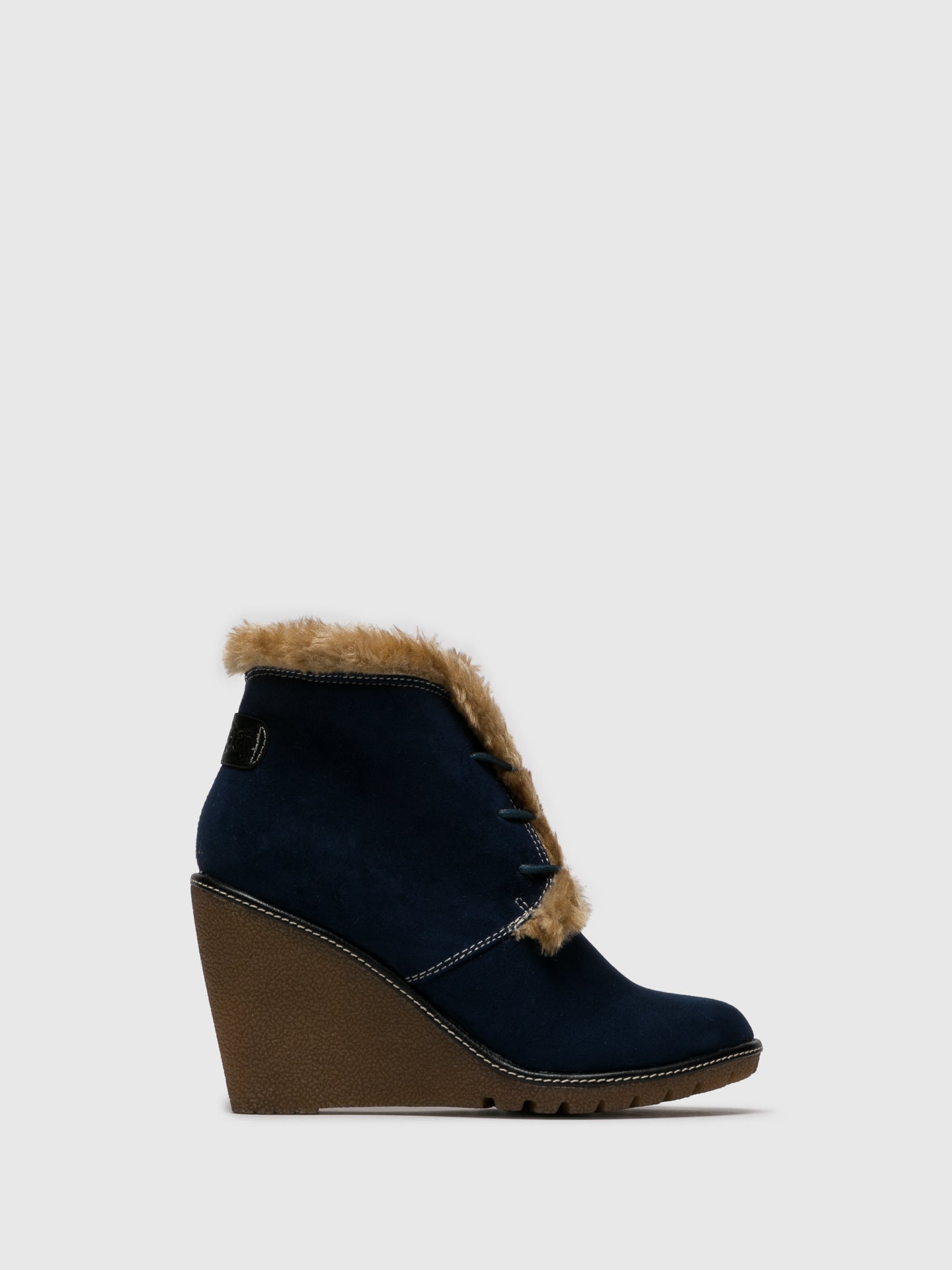 Pixie Navy Wedge Ankle Boots