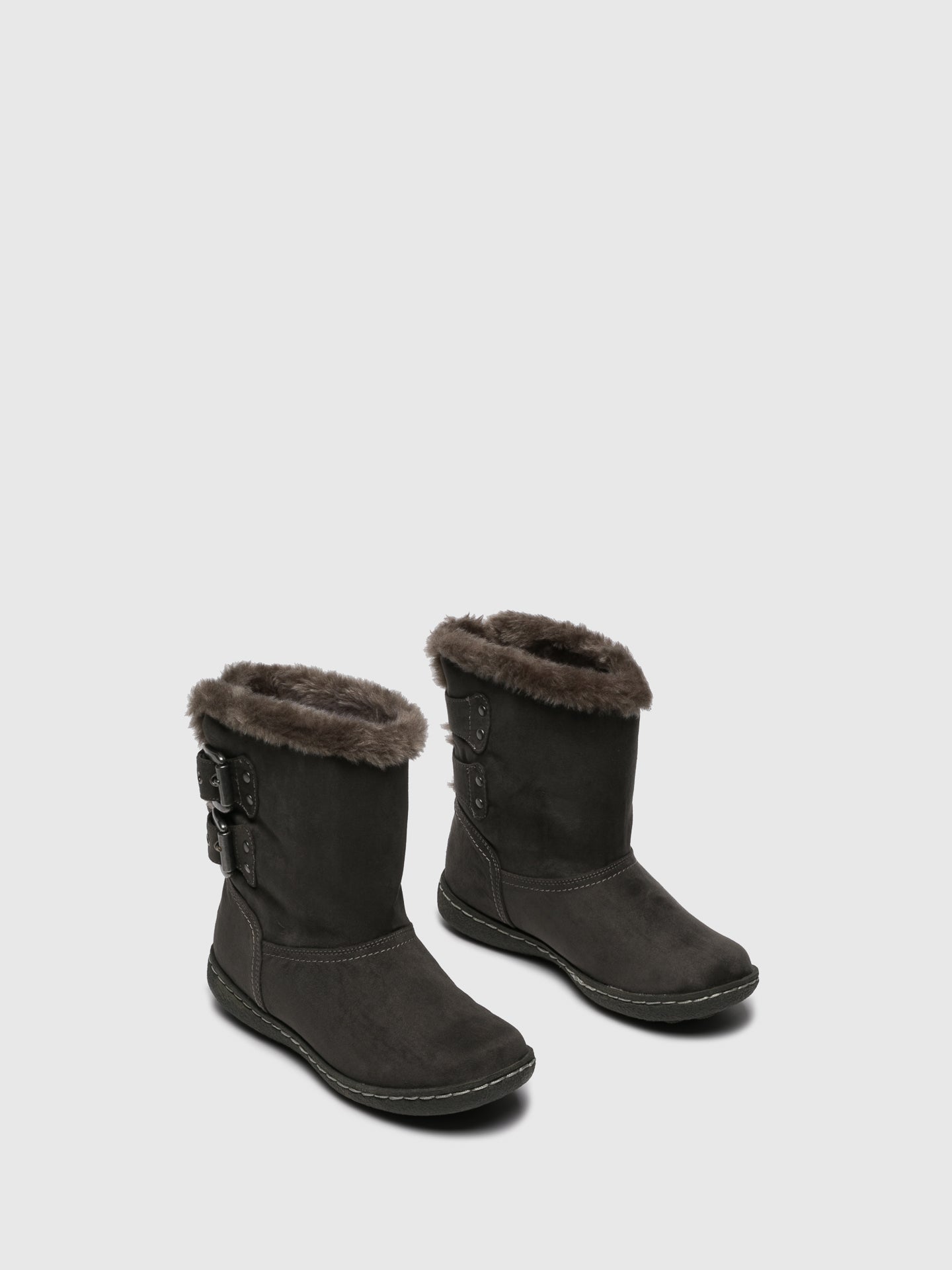 Pixie Gray Fleece Ankle Boots