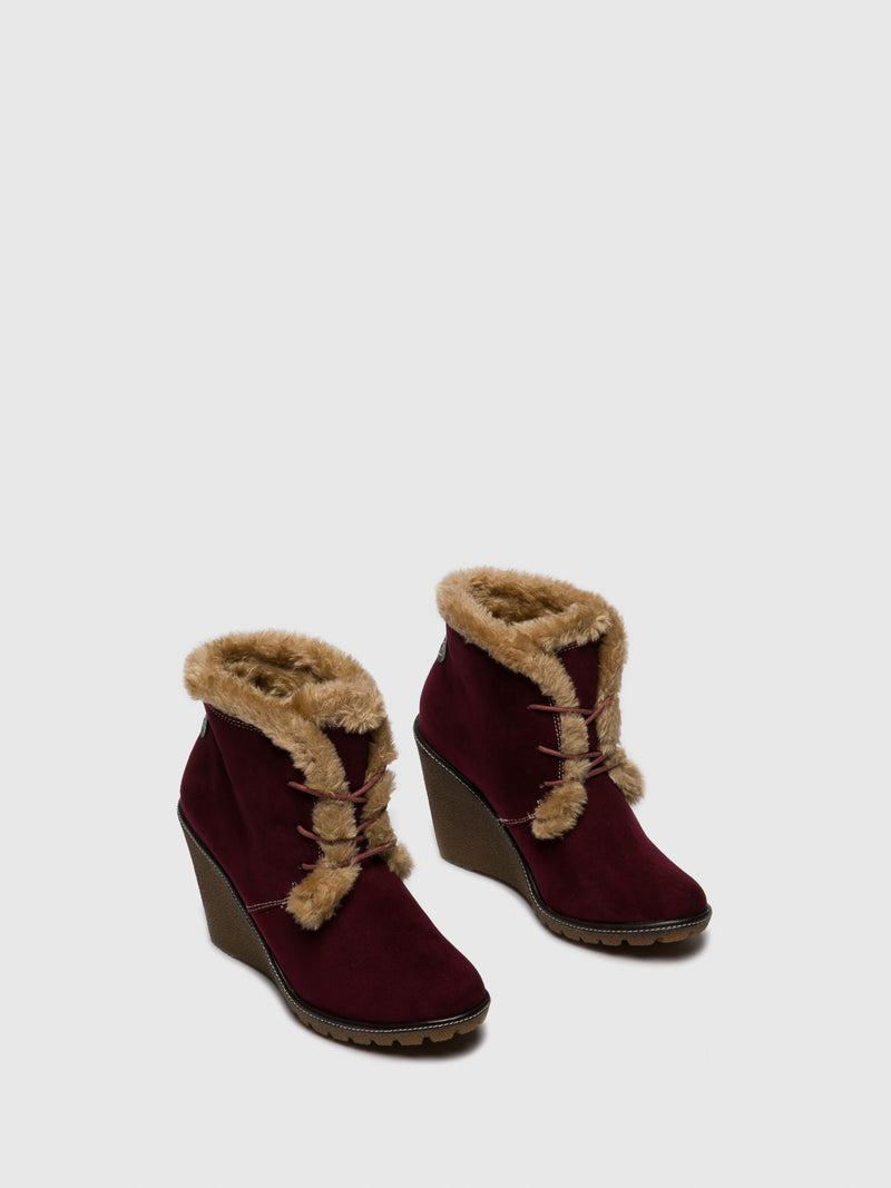 Pixie DarkRed Wedge Ankle Boots