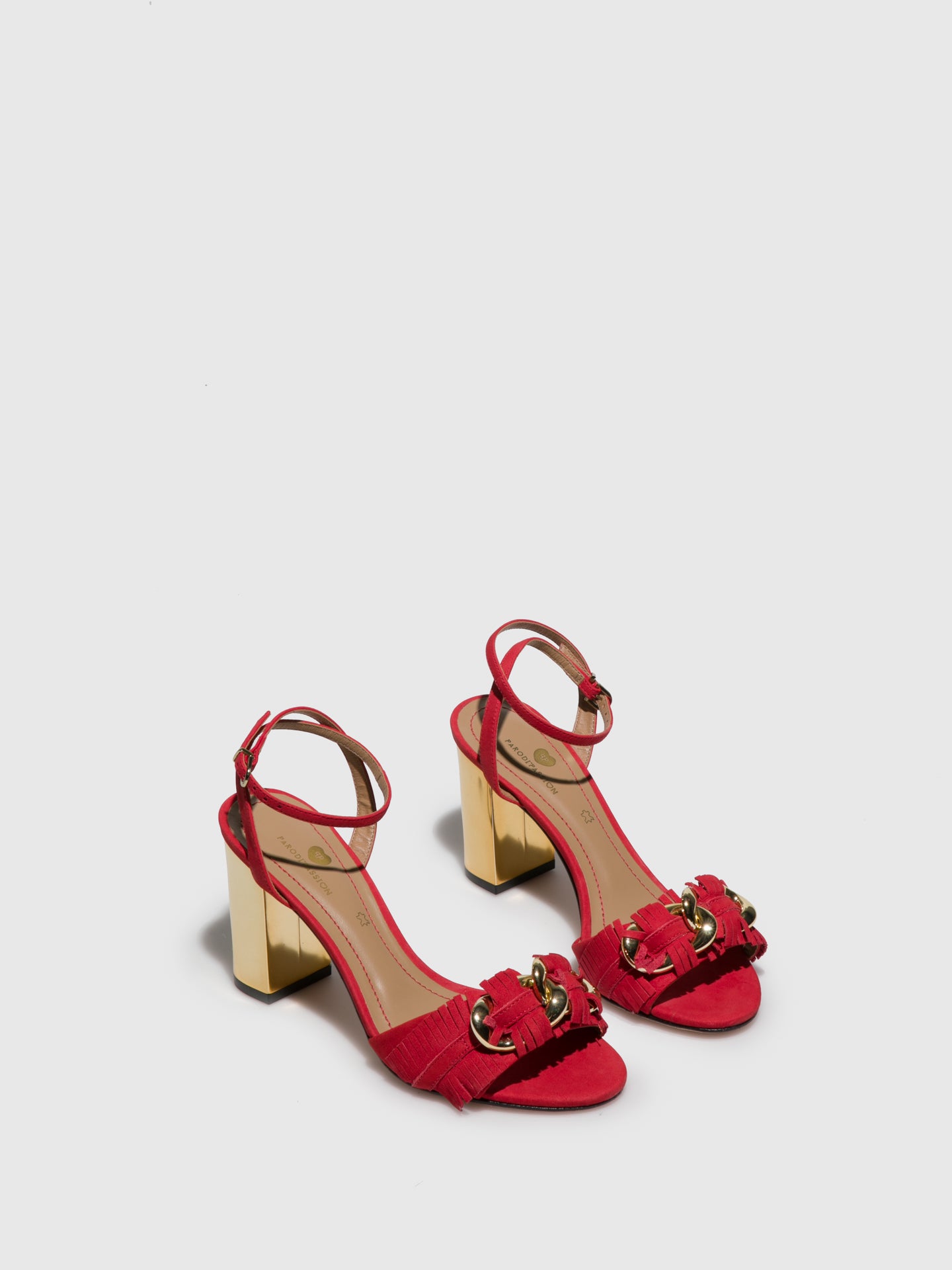 Parodi Passion Red Chunky Heel Sandals