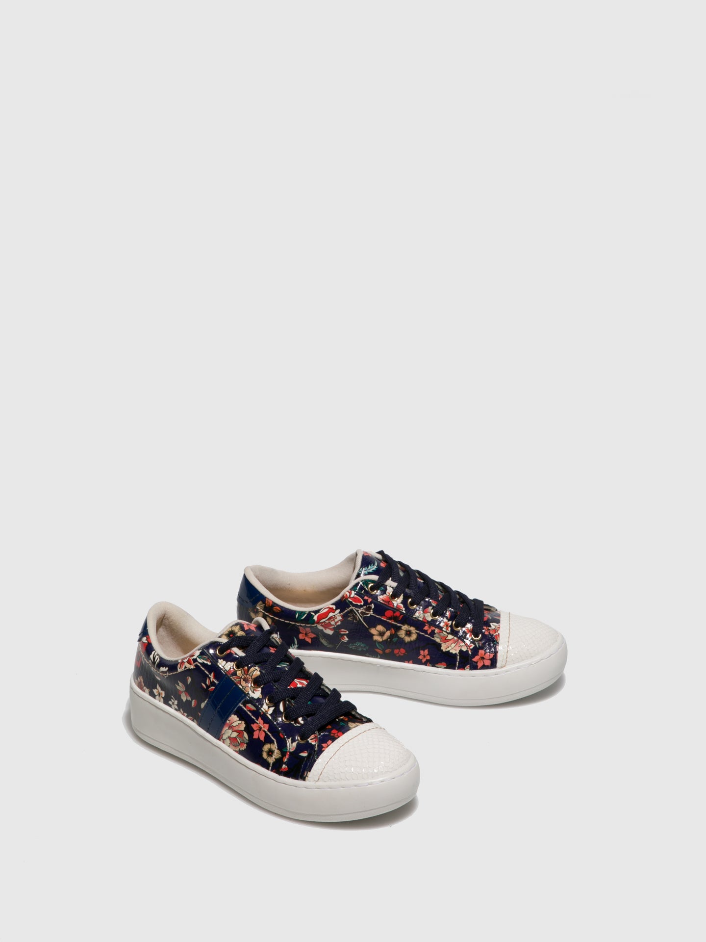 Parodi Passion FloralWhite Lace-up Trainers