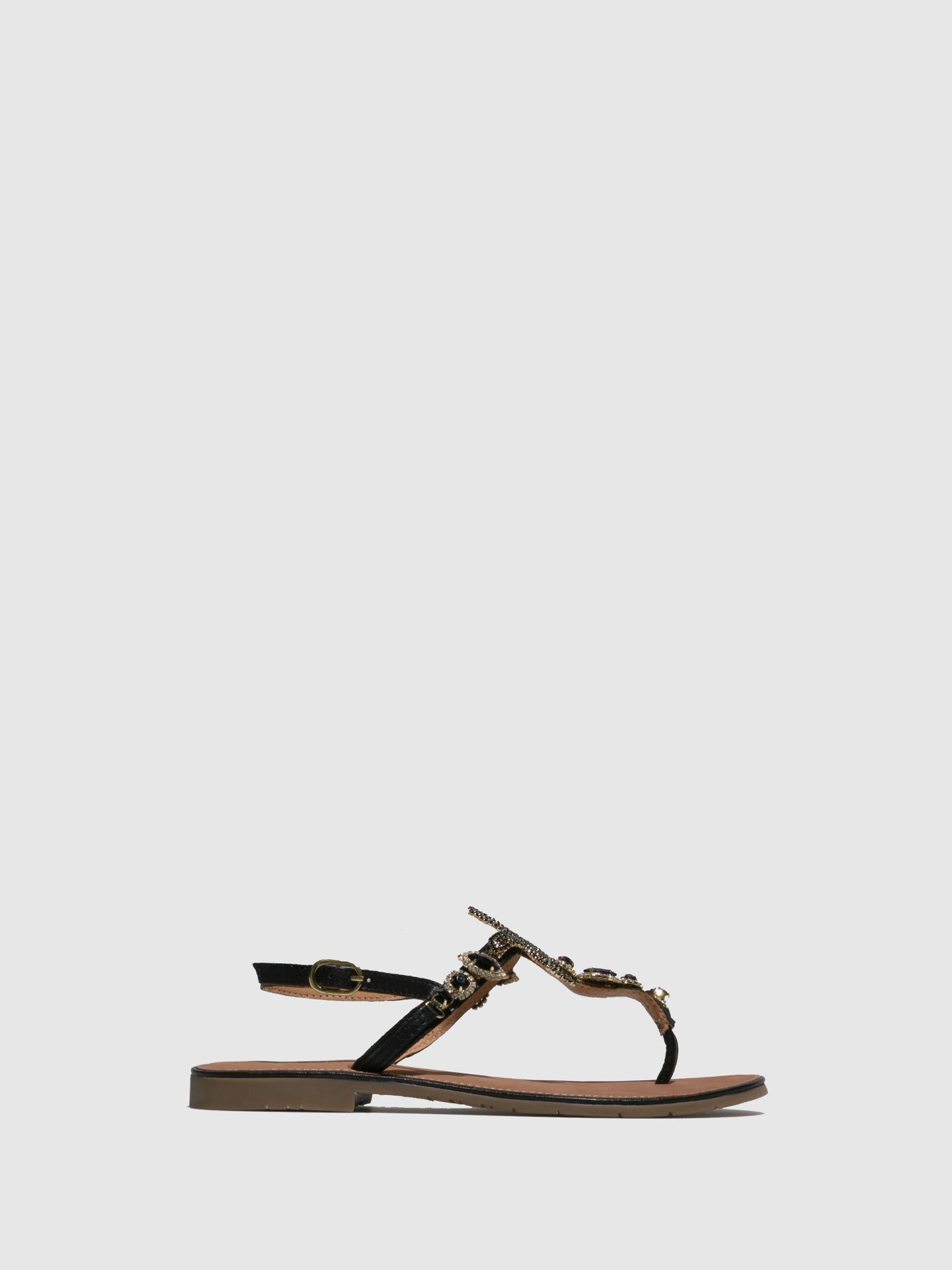 Parodi Sunshine Black Flat Sandals