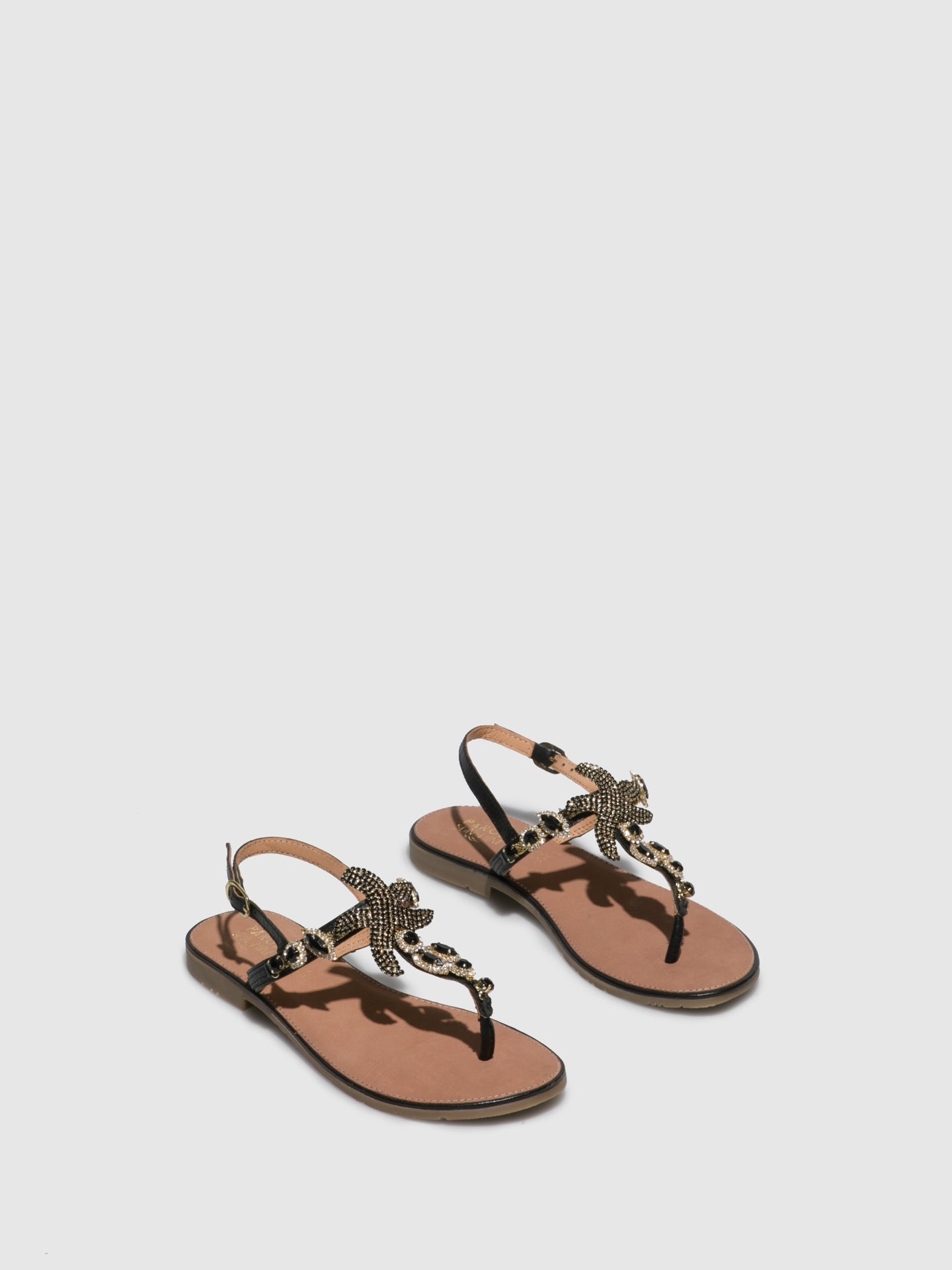 Parodi Sunshine Black Flat Sandals