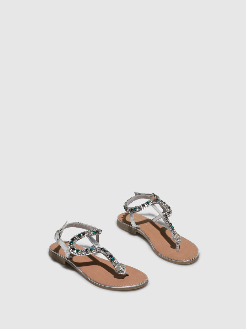 Parodi Sunshine Silver Flat Sandals