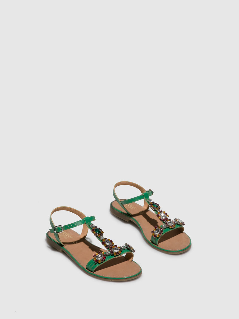 Parodi Sunshine Green Flat Sandals