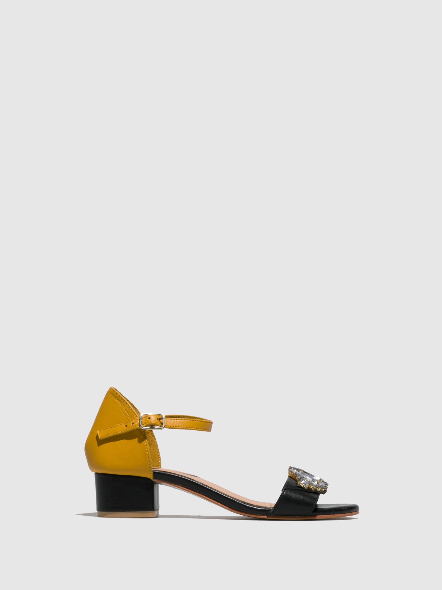 Parodi Sunshine Yellow Black Appliqués Sandals