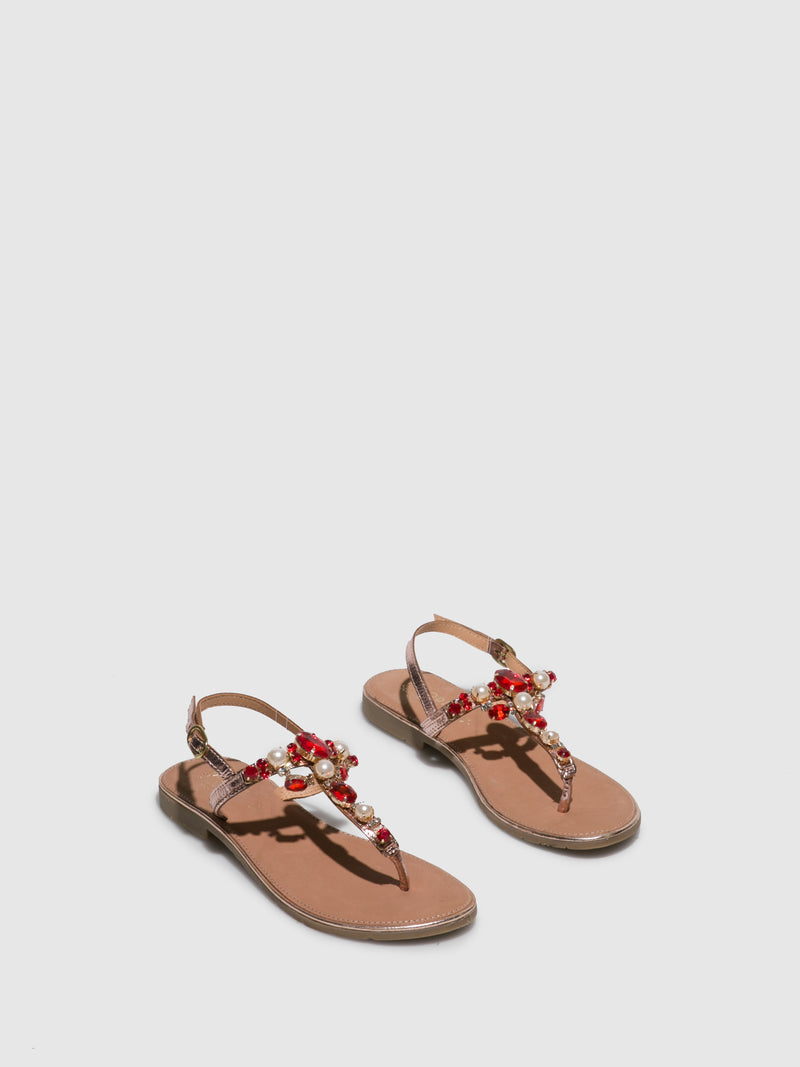 Parodi Sunshine RoseGold Flat Sandals