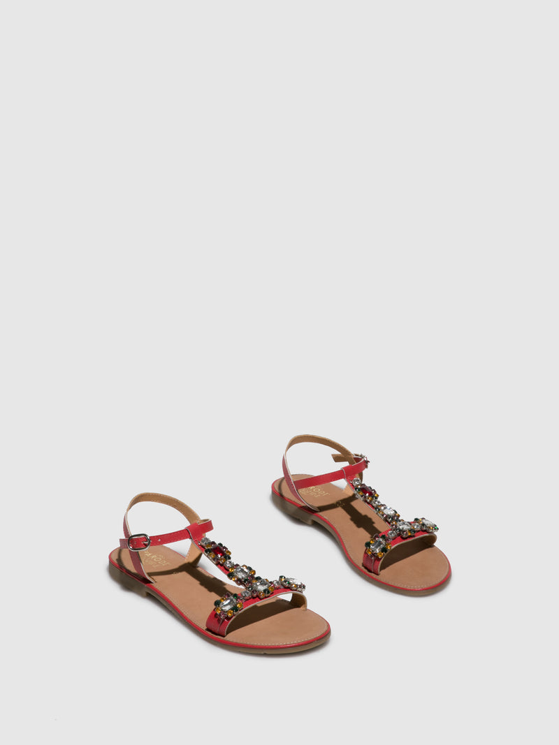 Parodi Sunshine Red Flat Sandals