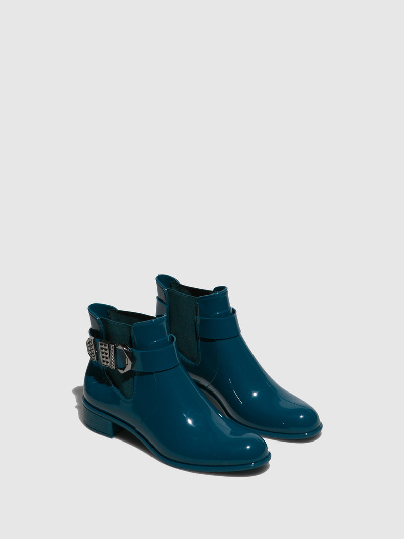 Petite Jolie By Parodi Blue Round Toe Ankle Boots