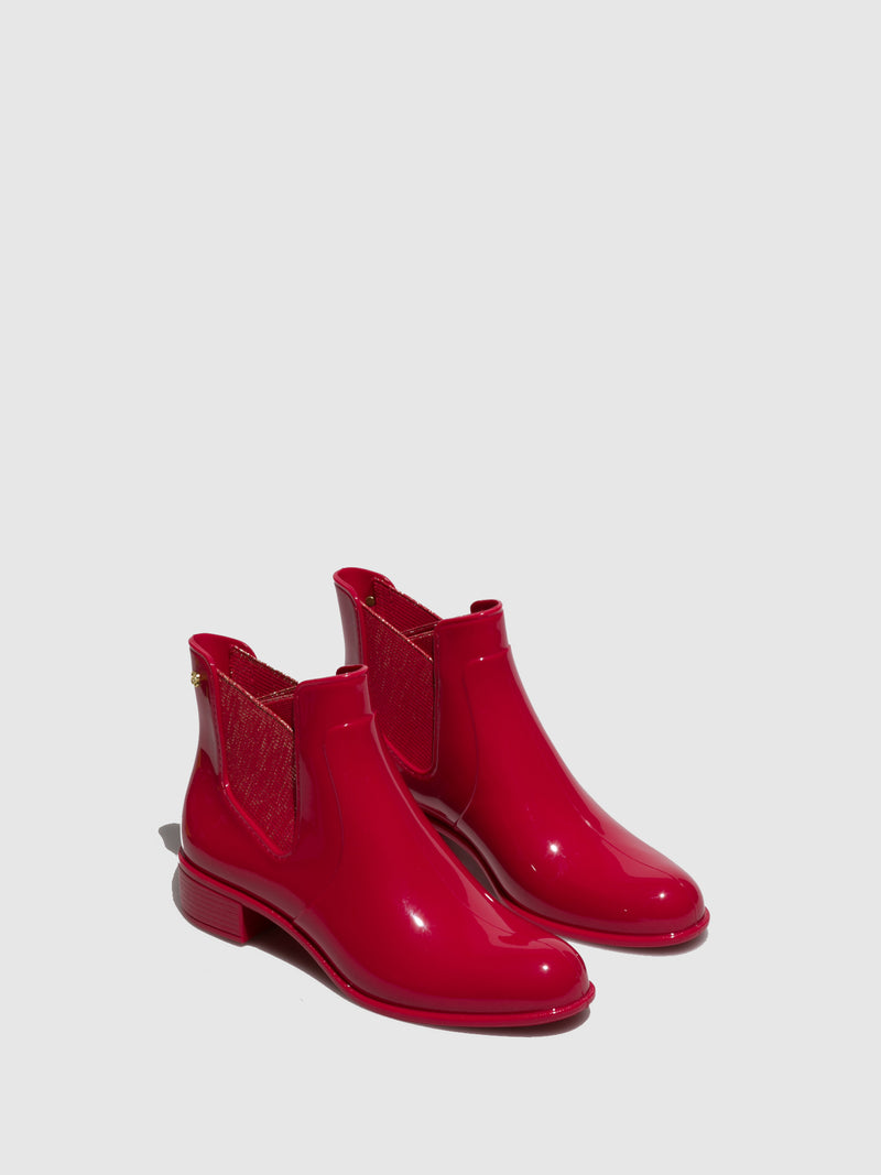 Petite Jolie By Parodi Red Round Toe Ankle Boots