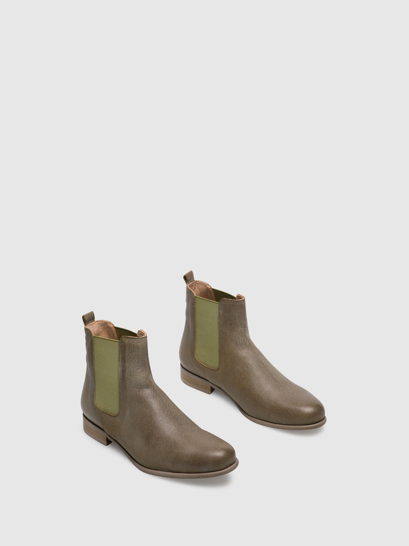 PintoDiBlu Khaki Leather Chelsea Ankle Boots