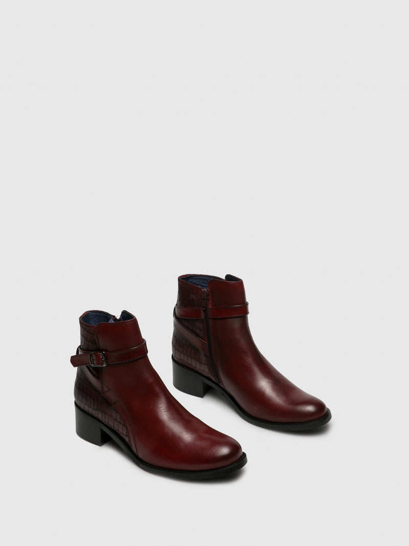 PintoDiBlu DarkRed Zip Up Ankle Boots