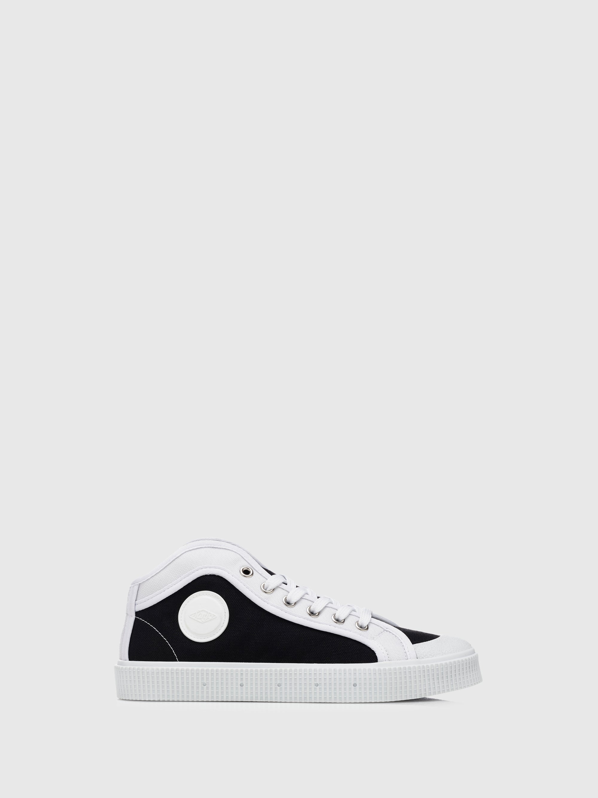 Sanjo Black and White Cordura Lace-up Trainers
