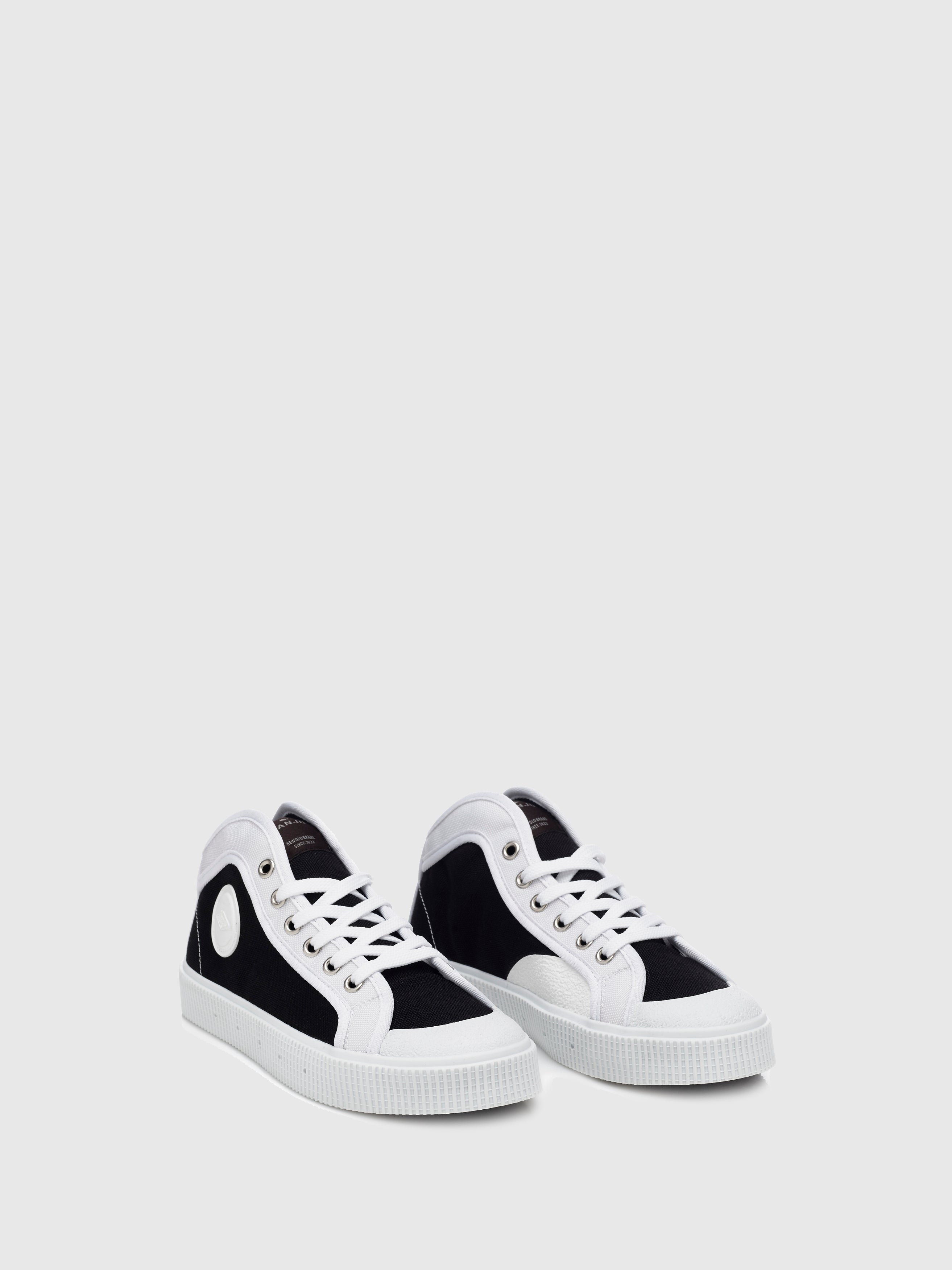 Sanjo Black and White Cordura Lace-up Trainers