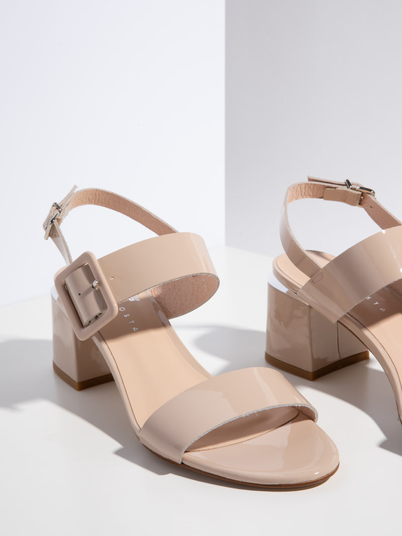 Sofia Costa Pink Buckle Sandals