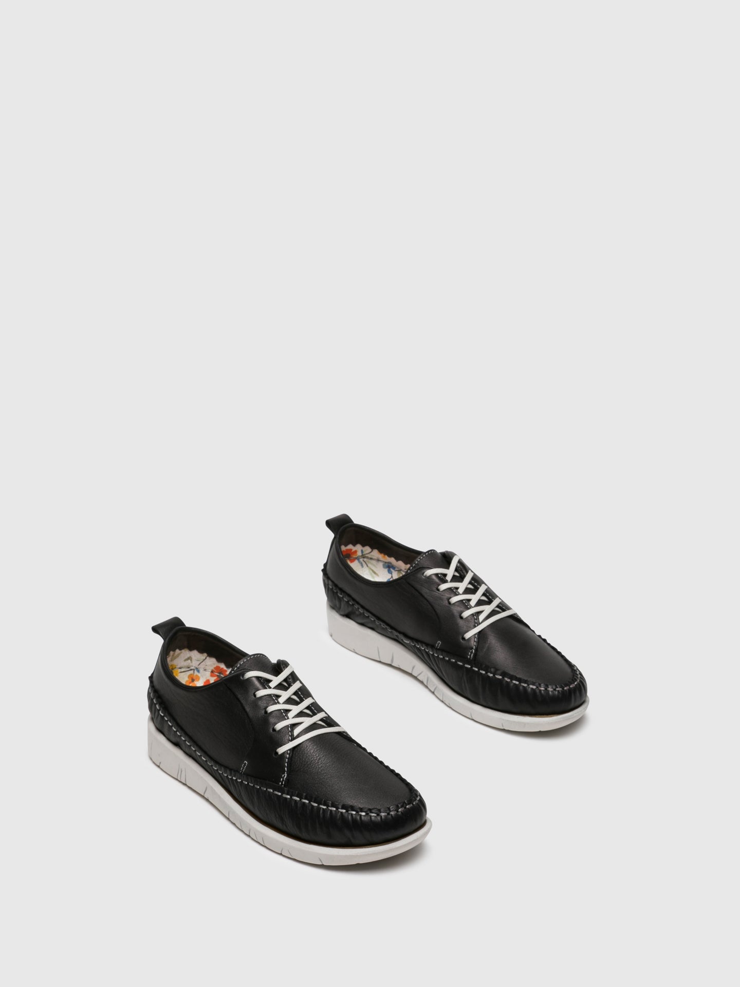 Softinos Black Lace-up Trainers