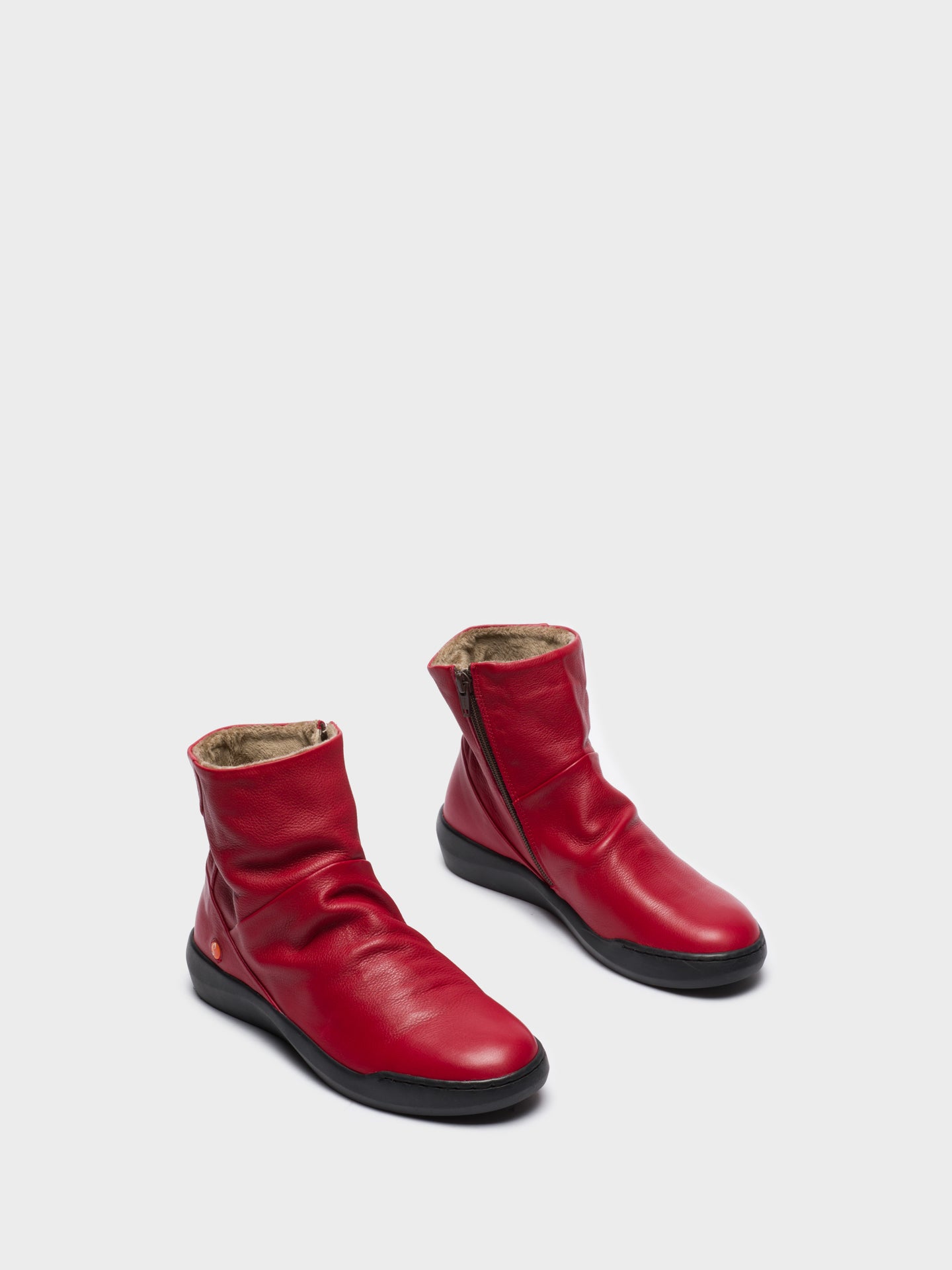 Softinos Red Zip Up Ankle Boots